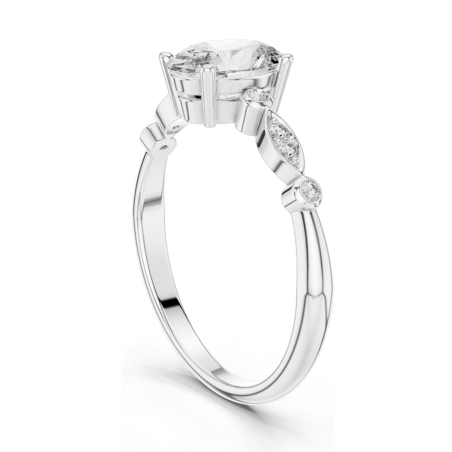 0.072 CT Oval Cut Lab Diamond Ring for Women | VVS-VS EF Clarity | 18KT, 14KT, 10KT Gold & 925 Silver | Rose, Yellow, White Gold & Moissanite Options