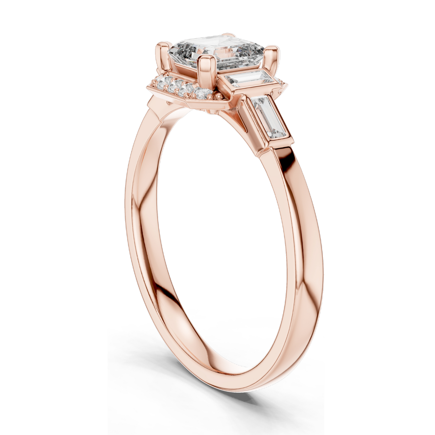 0.78 CT Asscher Cut Lab Diamond Ring for Women | VVS-VS EF Clarity | Available in Rose, Yellow, White Gold & 925 Silver with Moissanite Options