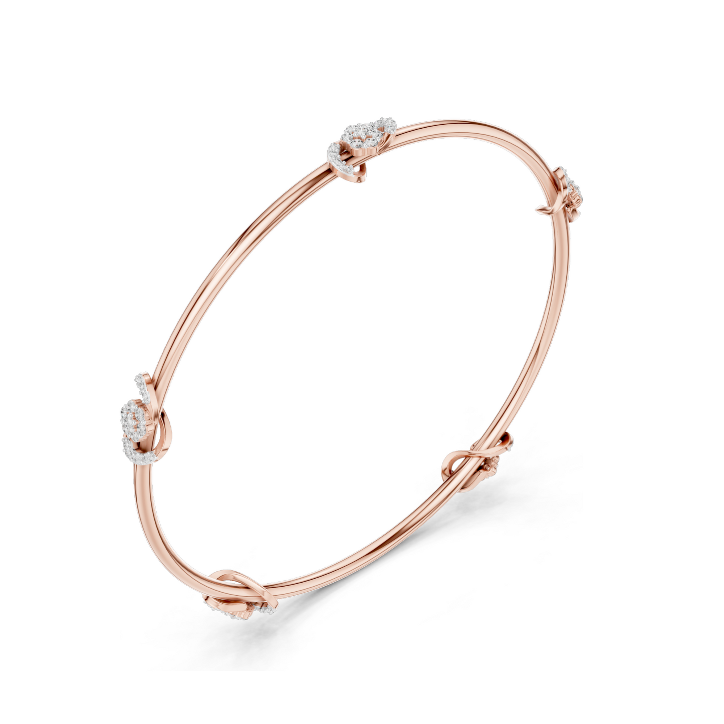 Knot Bangle Bracelet with 0.51 CT Lab-Grown Diamonds | Round Brilliant Cut | 18KT, 14KT, 10KT Gold & 925 Silver | Rose, Yellow, White Gold Options | Luxury Fine Jewelry