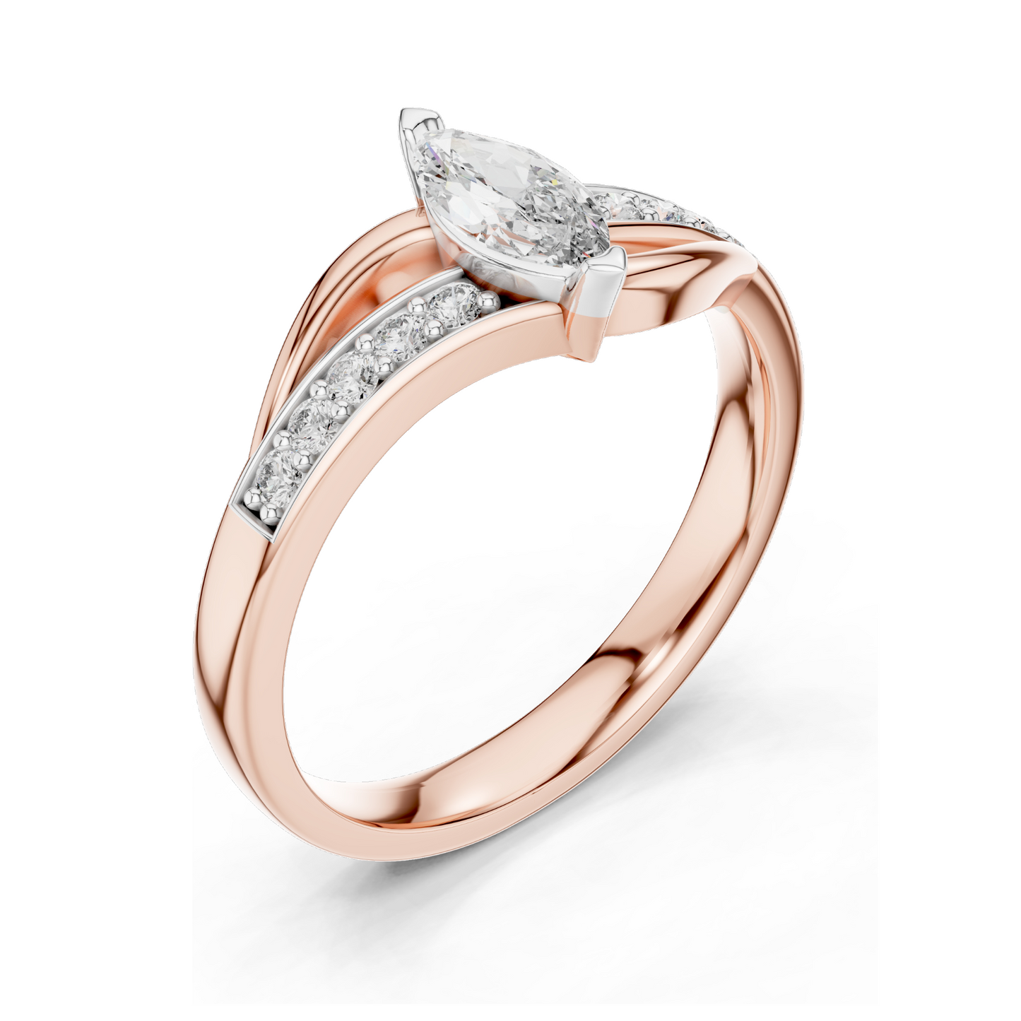 Marquise Cut Lab Diamond Ring for Women | 0.4 CT VVS-VS EF Clarity | 18KT, 14KT, 10KT Gold & 925 Silver | Rose, Yellow, White Gold & Moissanite Options