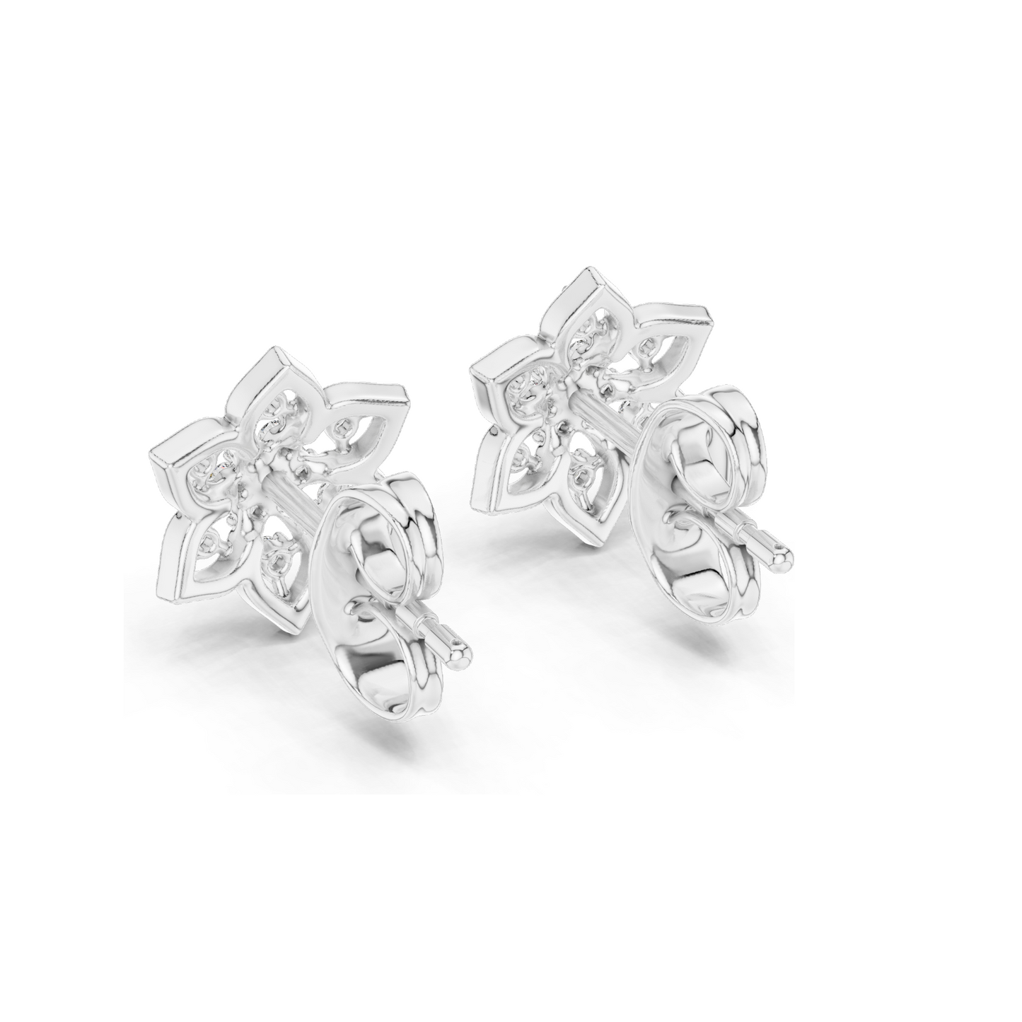 0.14 Ct Lab-Created VVS-VS-EF CVD Diamond Floral Stud Earrings in 18K, 14K, 10K Gold & 925 Silver | Rose, Yellow, White Gold & Moissanite Options