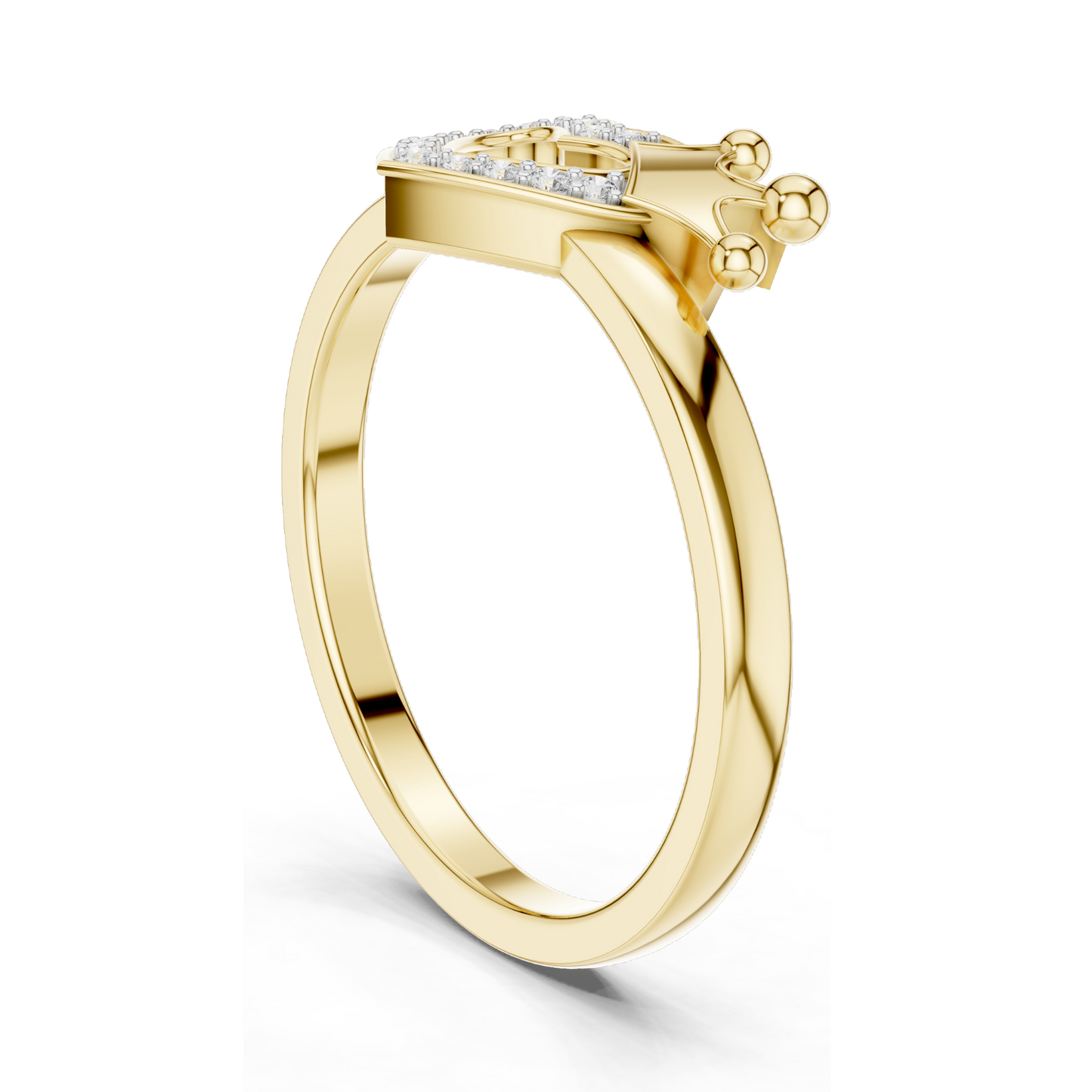 Heart & Crown Lab Diamond Ring for Women | 18KT, 14KT, 10KT Gold & 925 Silver | Rose, Yellow, White Gold | VVS-VS EF Clarity | Moissanite Options