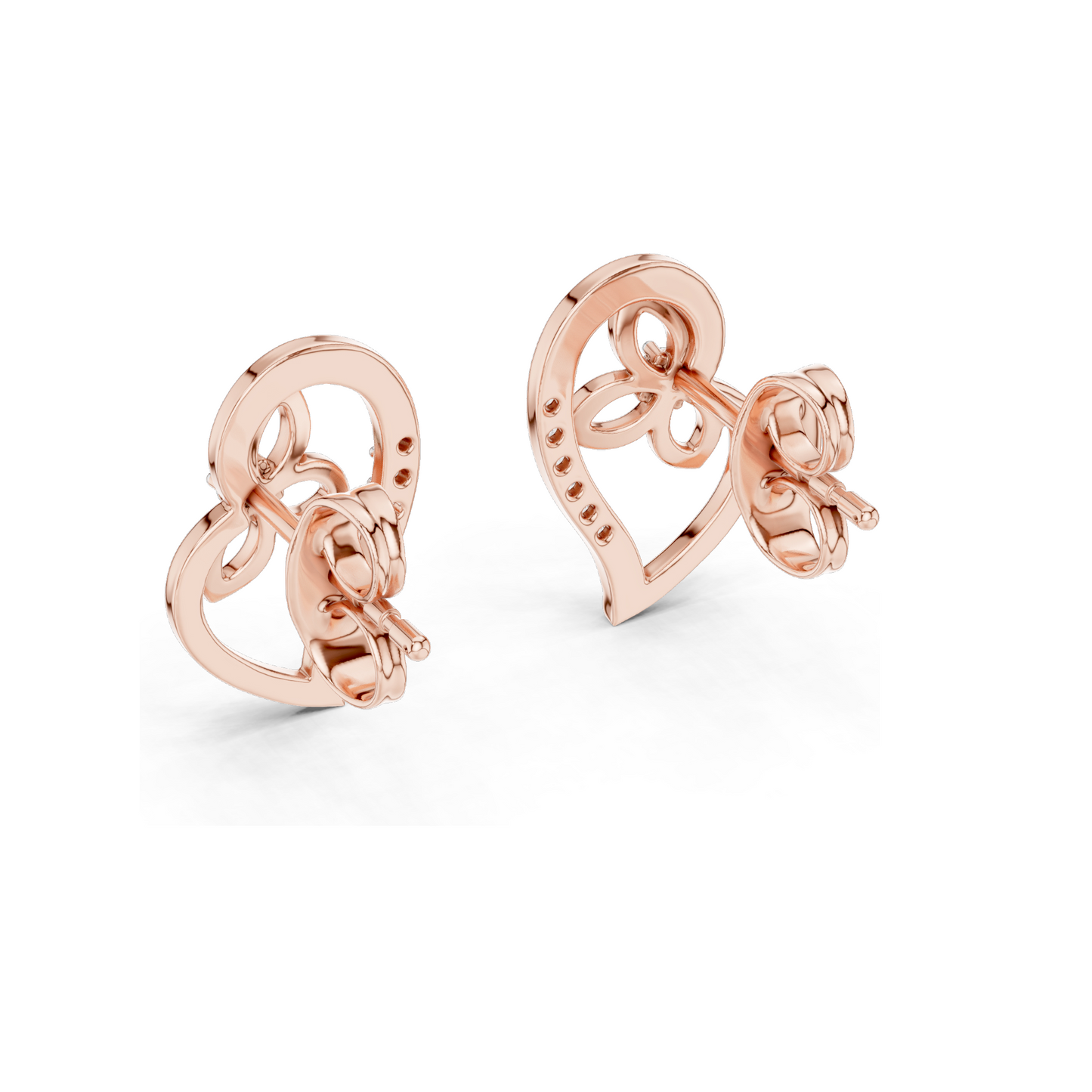 0.094 CT Floral Heart Diamond Earrings | 18KT, 14KT, 10KT Gold & 925 Silver | Lab-Grown Diamonds & Moissanite | Rose, Yellow, White Gold