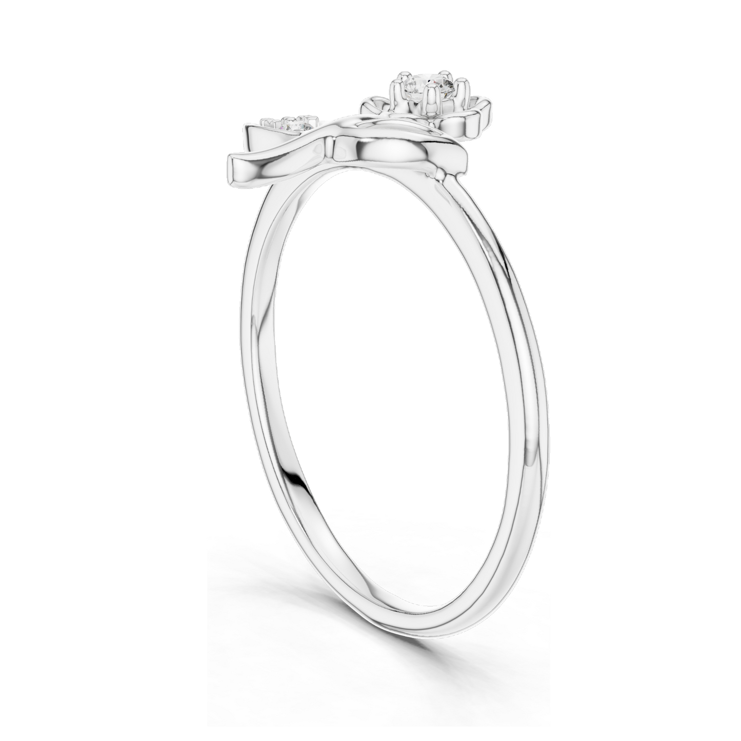 Floral Diamond Ring for Women | 0.068 CT Lab Diamonds in 18KT, 14KT, 10KT Gold & 925 Silver | Rose, Yellow, White Gold | Moissanite Options Available