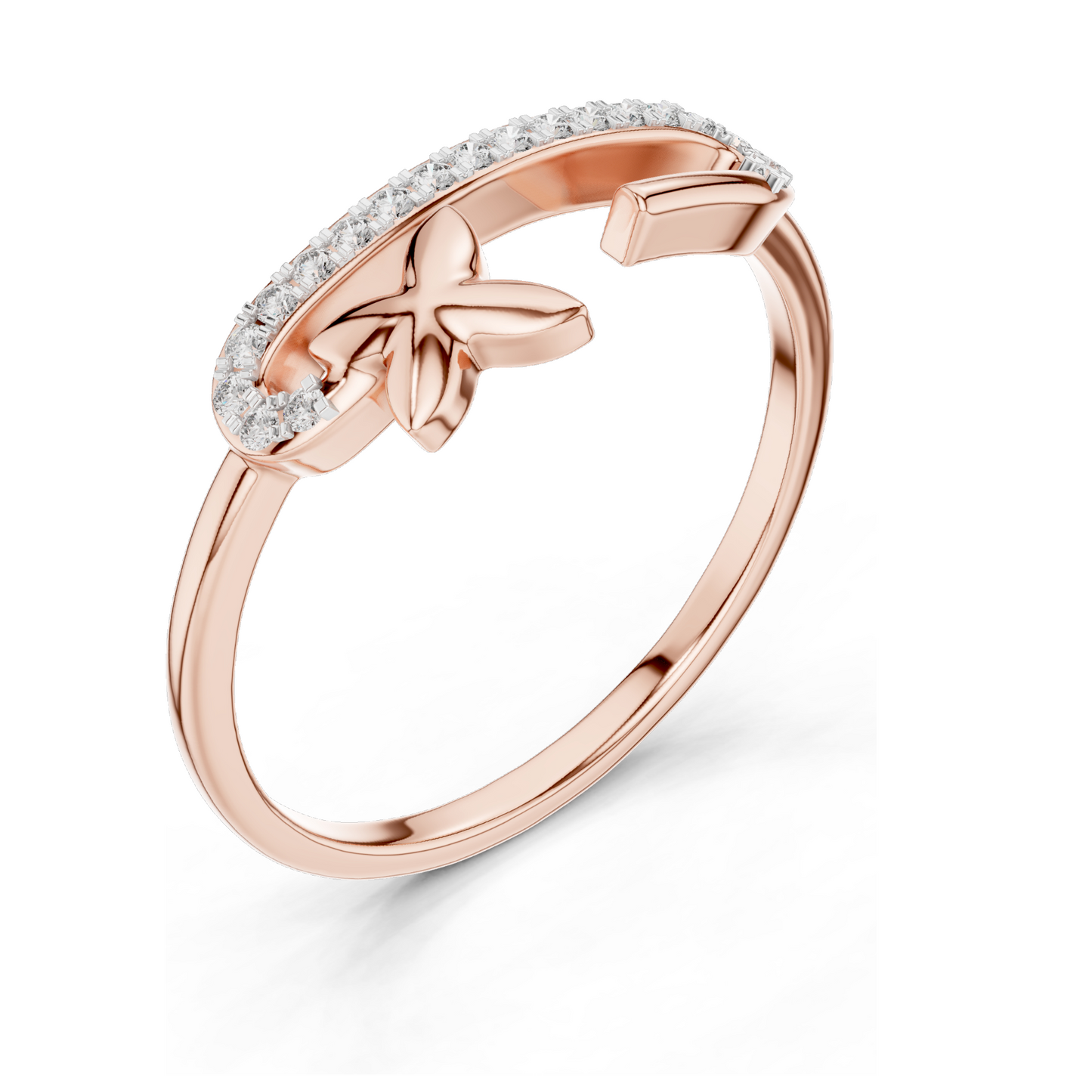 Diamond Twist Design Ladies Ring | Lab-Grown Diamonds & Moissanite | 18KT, 14KT, 10KT Gold & 925 Silver | Rose, Yellow, White Gold