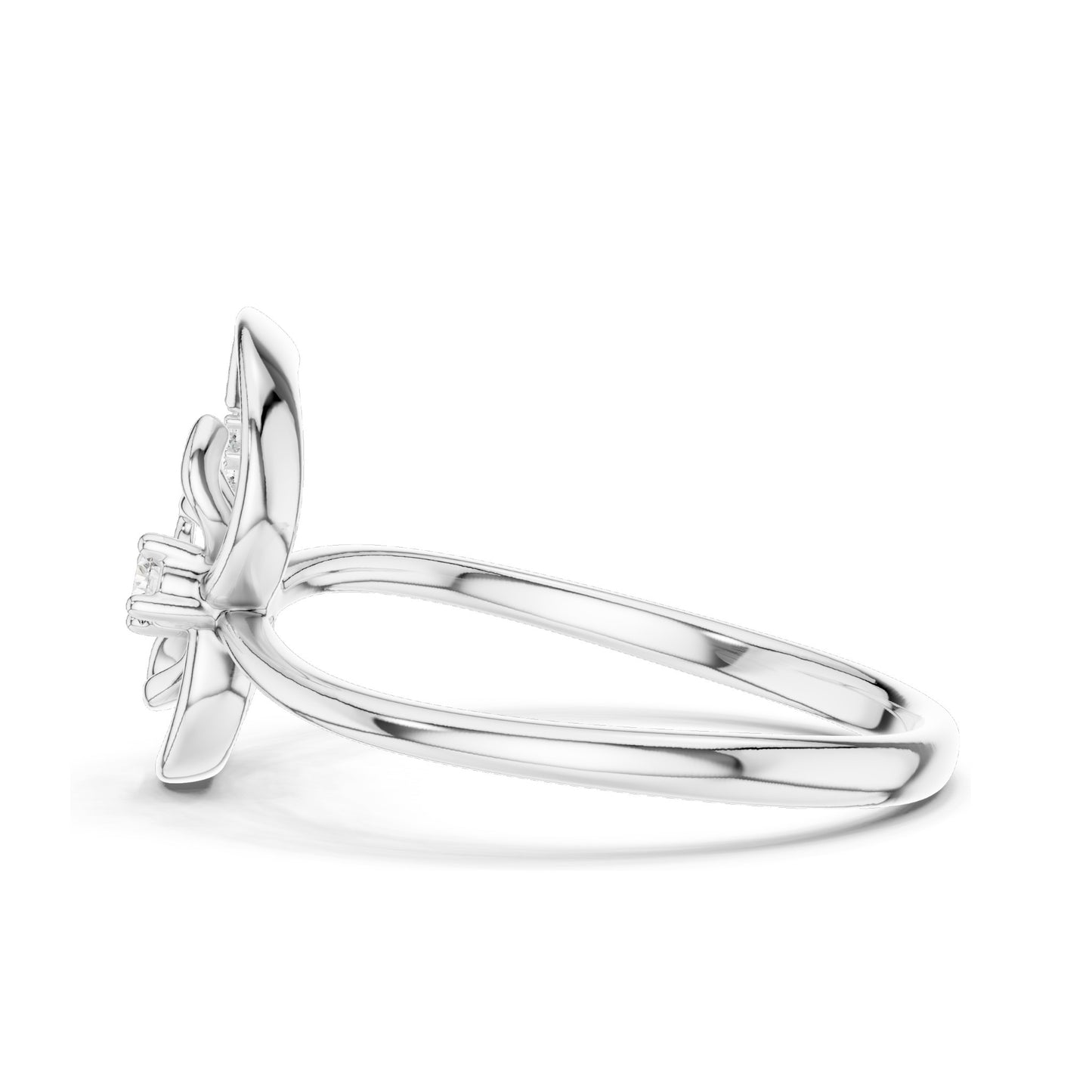 0.075 CT Lab-Grown Diamond Floral Ring for Women | VVS-VS EF Clarity | 18KT, 14KT, 10KT Gold & 925 Silver | Rose, Yellow, White Gold & Moissanite Options