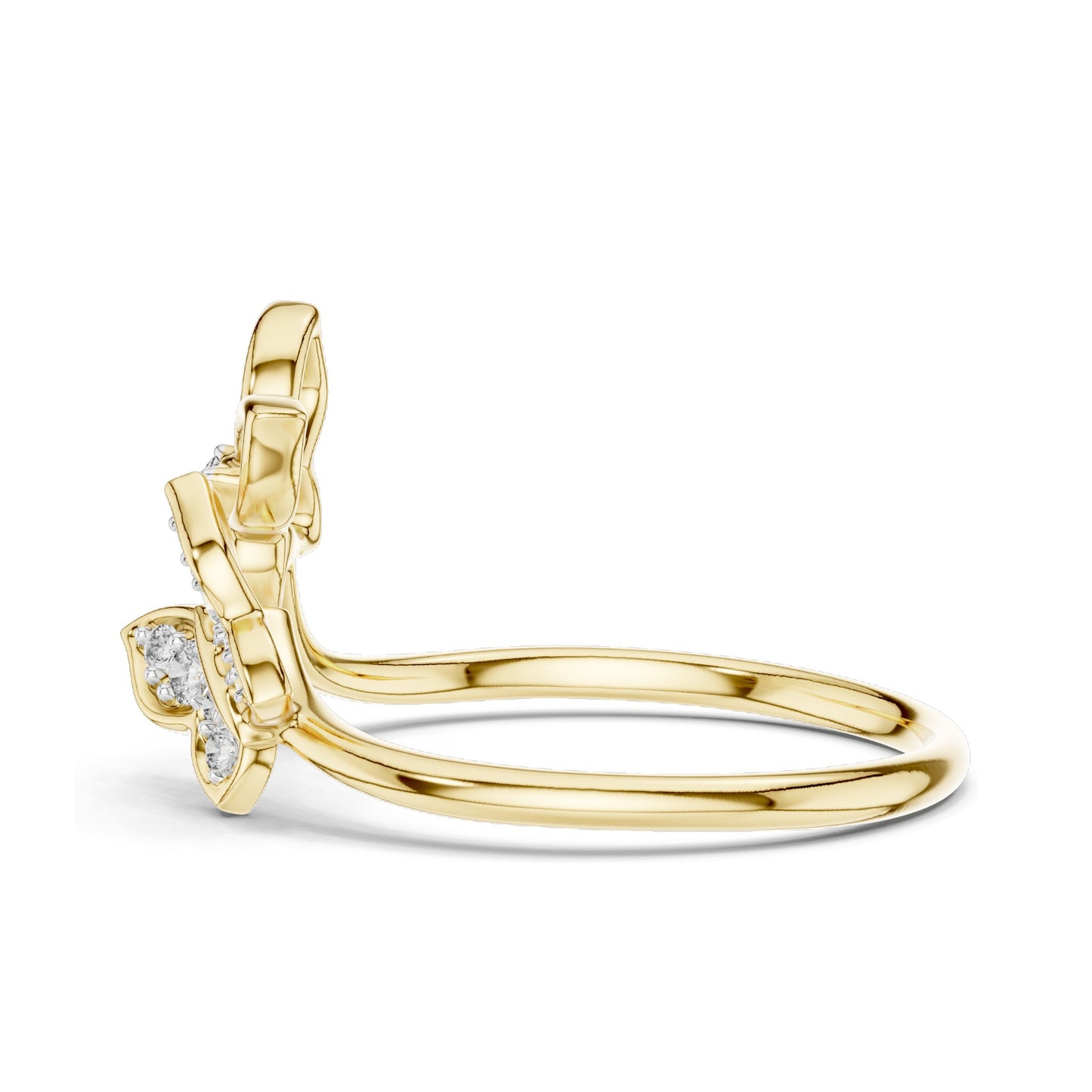 0.102 CT Lab-Grown Diamond Butterfly Ring for Women | VVS-VS EF Clarity | 18KT, 14KT, 10KT Gold & 925 Silver | Rose, Yellow, White Gold & Moissanite Options