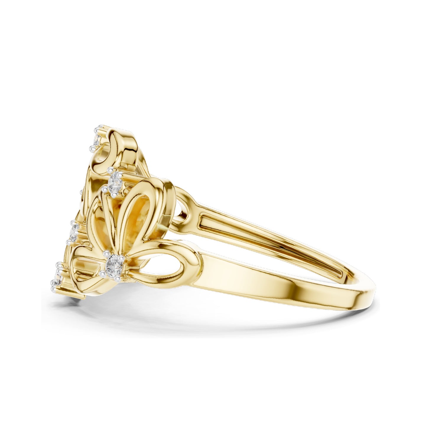 0.088 CT Lab Diamond Floral Ring for Women | VVS-VS EF Clarity | 18KT, 14KT, 10KT Gold & 925 Silver | Rose, Yellow, White Gold & Moissanite Options