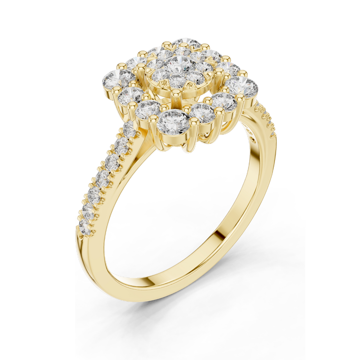 0.874 CT Lab Diamond Cluster Ring for Women | VVS-VS EF Clarity | 18KT, 14KT, 10KT Gold & 925 Silver | Rose, Yellow, White Gold & Moissanite Options