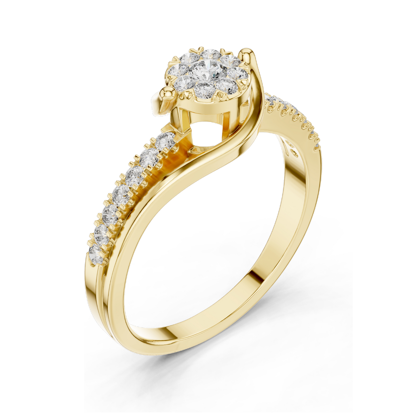 0.334 CT Lab Diamond Halo Ring for Women | VVS-VS EF Clarity | 18KT, 14KT, 10KT Gold & 925 Silver | Rose, Yellow, White Gold & Moissanite Options