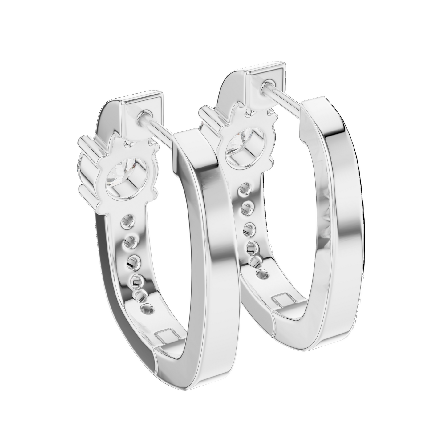 0.792 CT Lab-Grown VVS-VS-EF CVD Diamond Hoop Earrings | 18KT, 14KT, 10KT Gold & 925 Silver | Moissanite Options | Rose, Yellow, White Gold