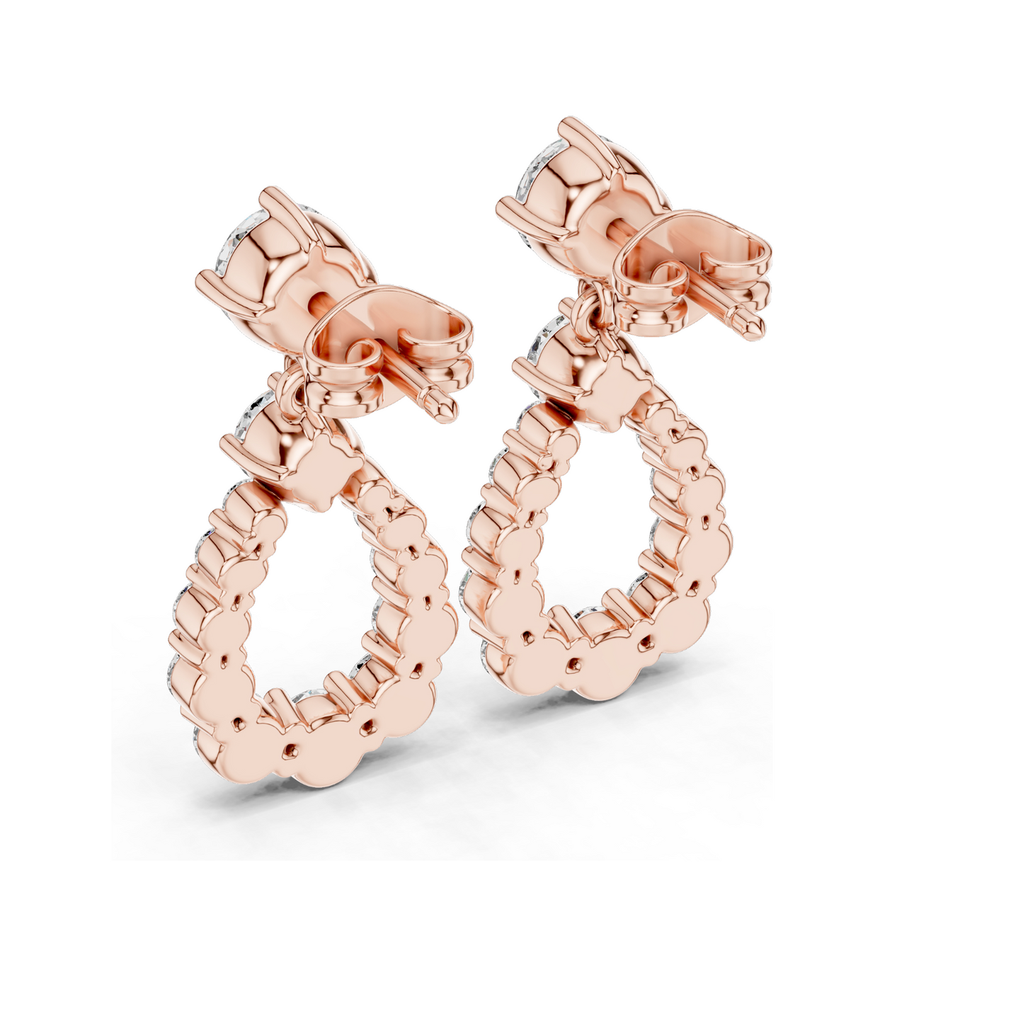 3.266 CT Lab Diamond Drop Earrings | Pear-Shaped VVS-VS EF CVD Diamonds | 18KT, 14KT, 10KT Gold & 925 Silver | Rose, Yellow, White Gold