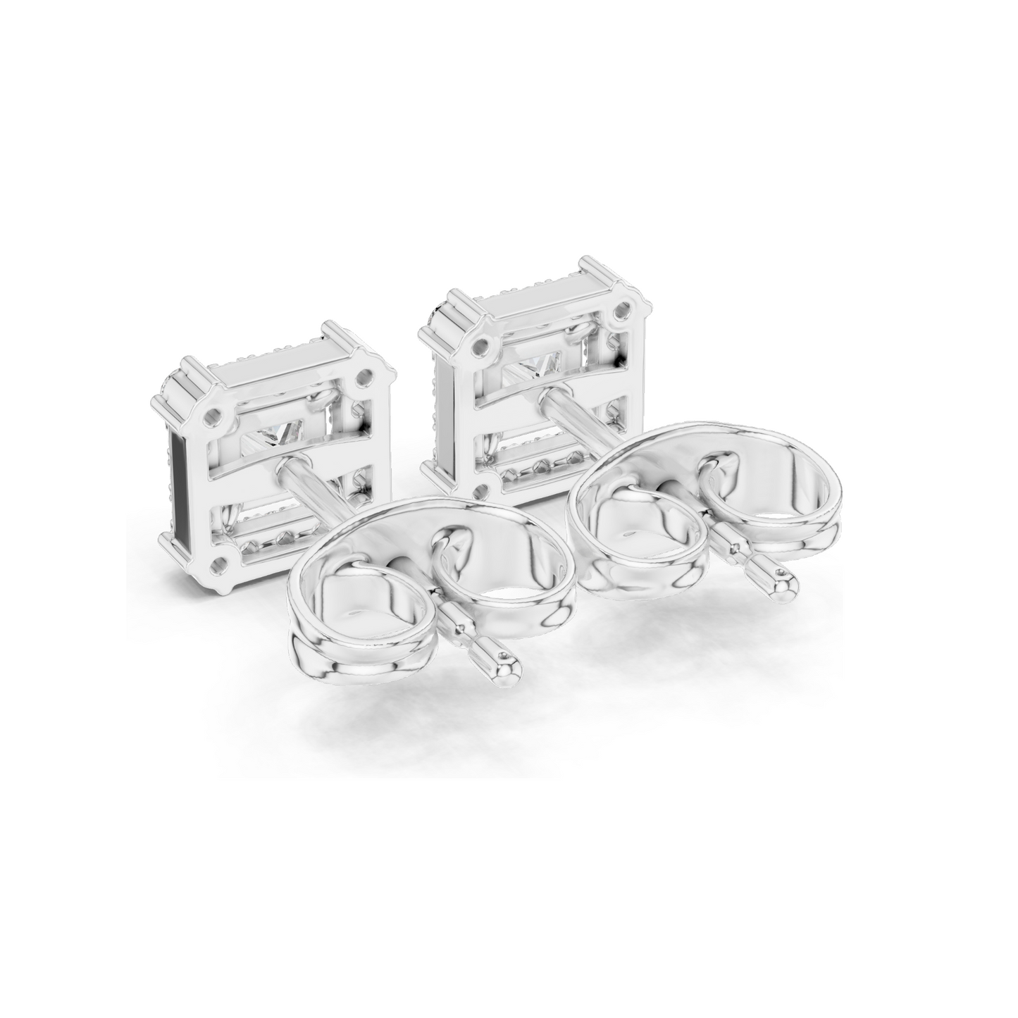0.43 CT Lab Diamond Princess Cut Stud Earrings | VVS-VS EF Clarity | Available in 18KT, 14KT, 10KT Gold & 925 Silver | Rose, Yellow, White Gold & Moissanite Options