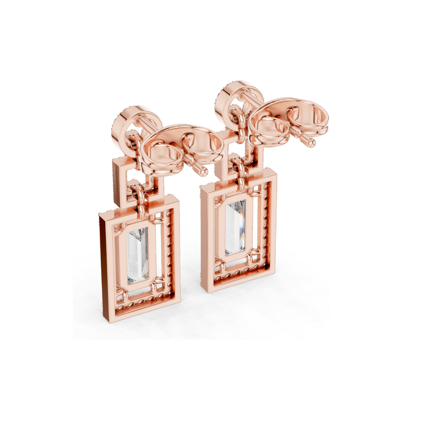 1.958 CT Lab Diamond Drop Earrings | VVS-VS EF Clarity | 18KT, 14KT, 10KT Gold & 925 Silver | Rose, Yellow, White Gold & Moissanite Options