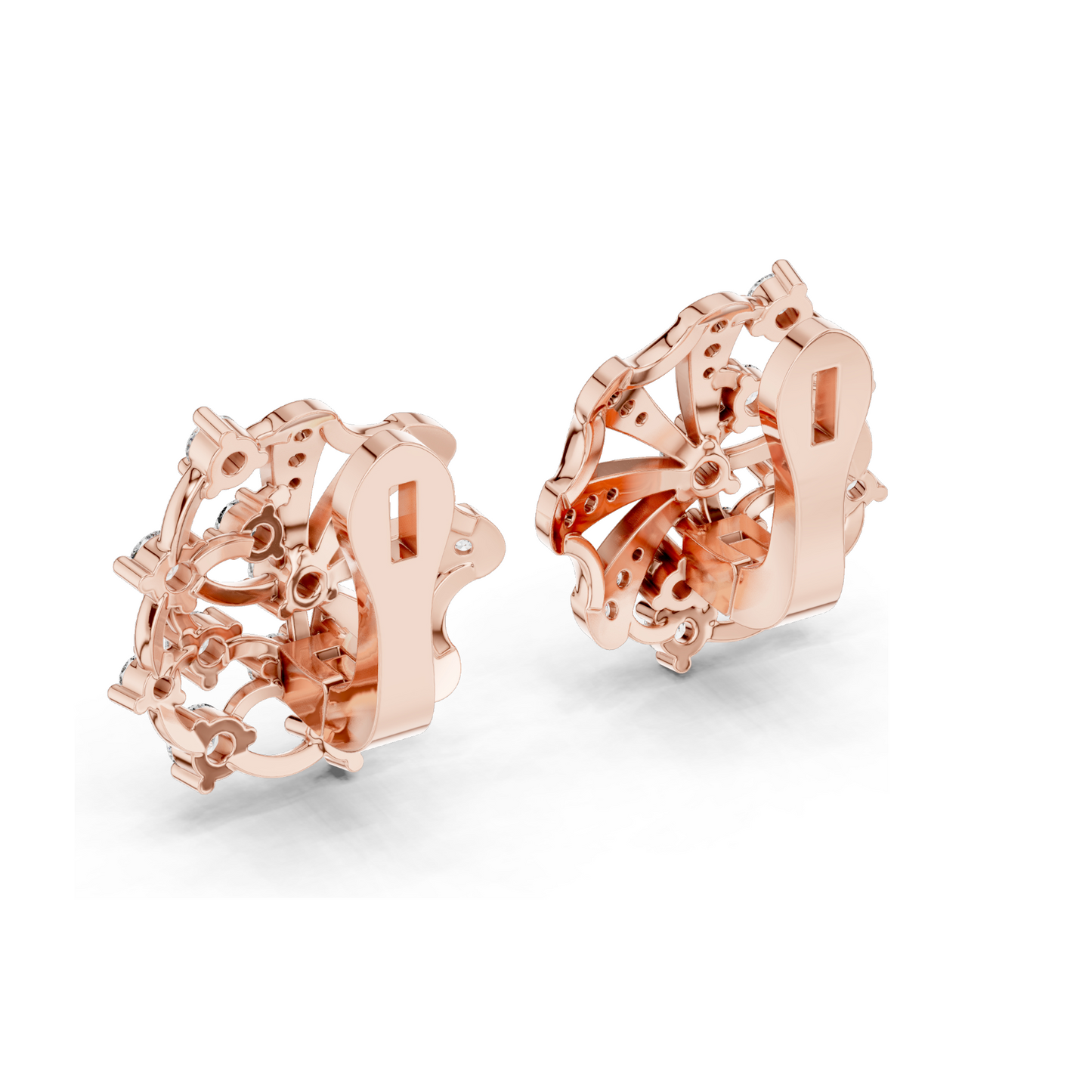 0.774 CT Lab-Grown Diamond Fan Earrings | Round Brilliant Cut | 10KT, 14KT, 18KT Gold & 925 Silver | Rose, Yellow, White Gold | Luxury Fine Jewelry