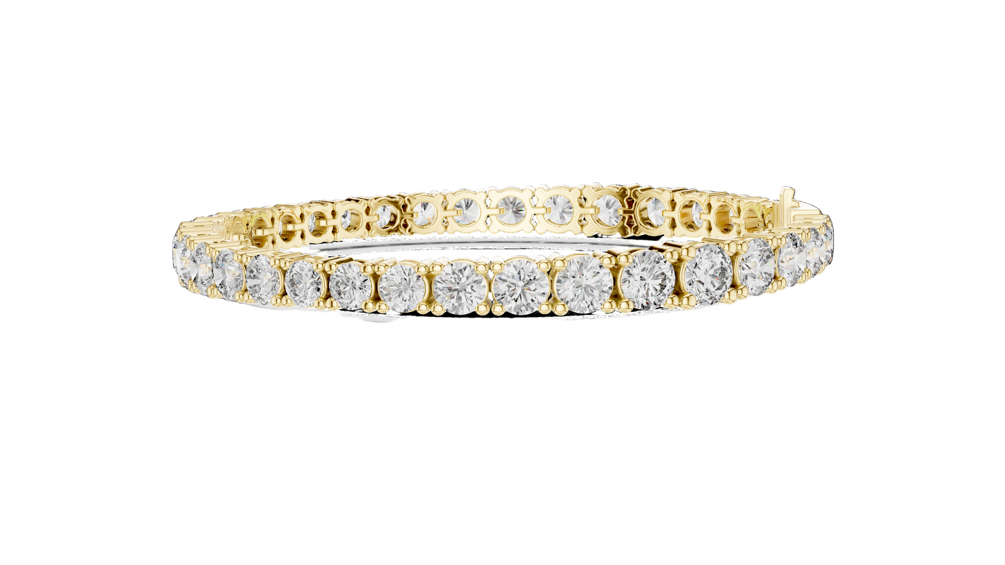 13.198 CT Lab Diamond Tennis Bracelet | Round Brilliant Cut | 10KT, 14KT, 18KT Gold & 925 Silver | Rose, Yellow, White Gold | Luxury Fine Jewelry