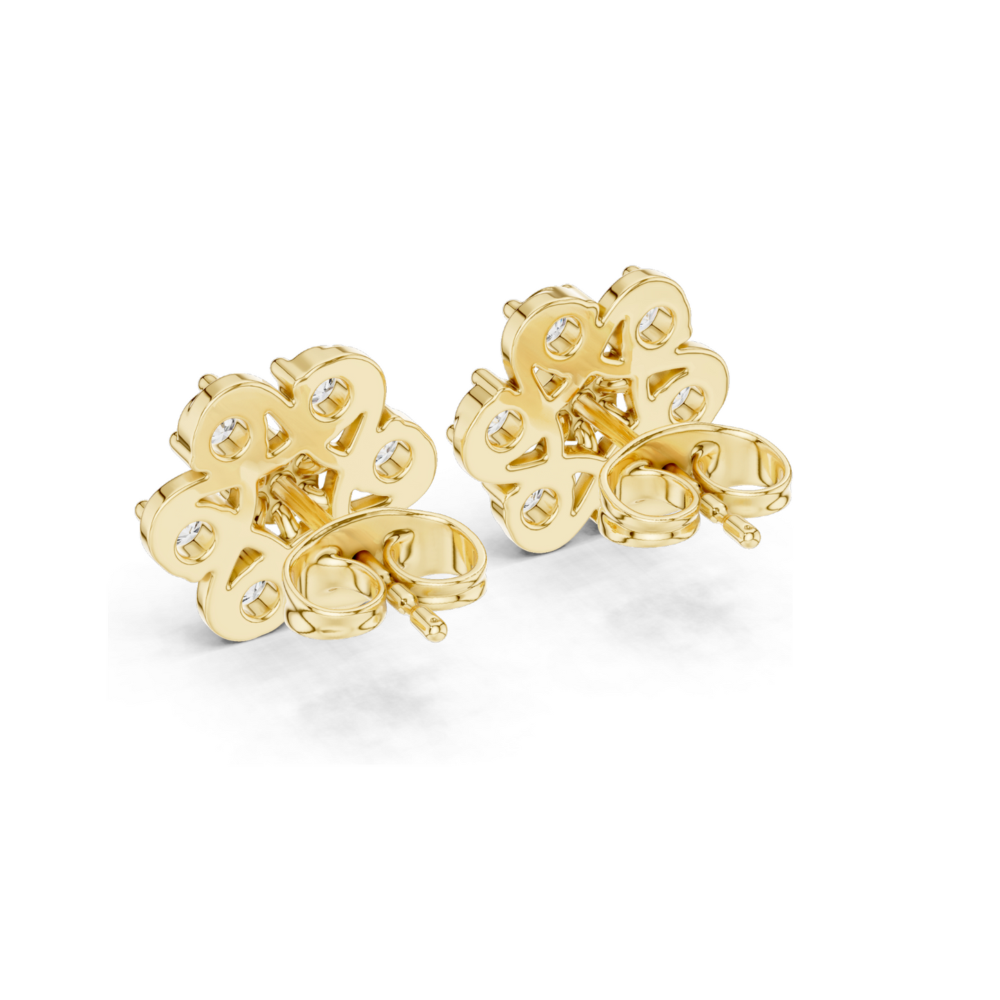 0.45 CT Lab Diamond Flower Stud Earrings | VVS-VS EF Clarity | 18KT, 14KT, 10KT Gold & 925 Silver | Rose, Yellow, White Gold | Moissanite & CVD Lab Diamond Options