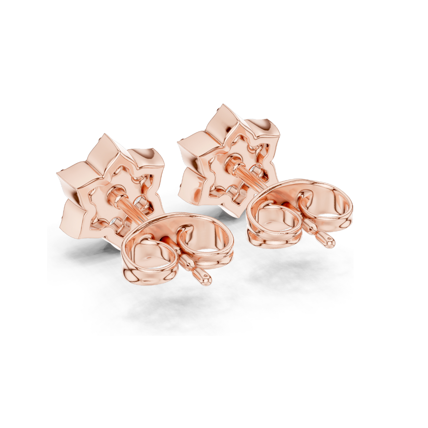 Lab Diamond Floral Stud Earrings | 0.38 CT VVS-VS EF Clarity | 18KT, 14KT, 10KT Gold & 925 Silver | Moissanite & Rose, Yellow, White Gold Options