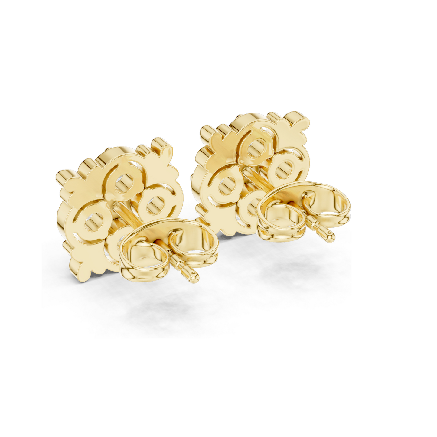 Floral Diamond Stud Earrings | 0.36 CT Lab VVS-VS EF CVD Diamonds | 18KT, 14KT, 10KT Gold & 925 Silver | Rose, Yellow, White Gold & Moissanite Options