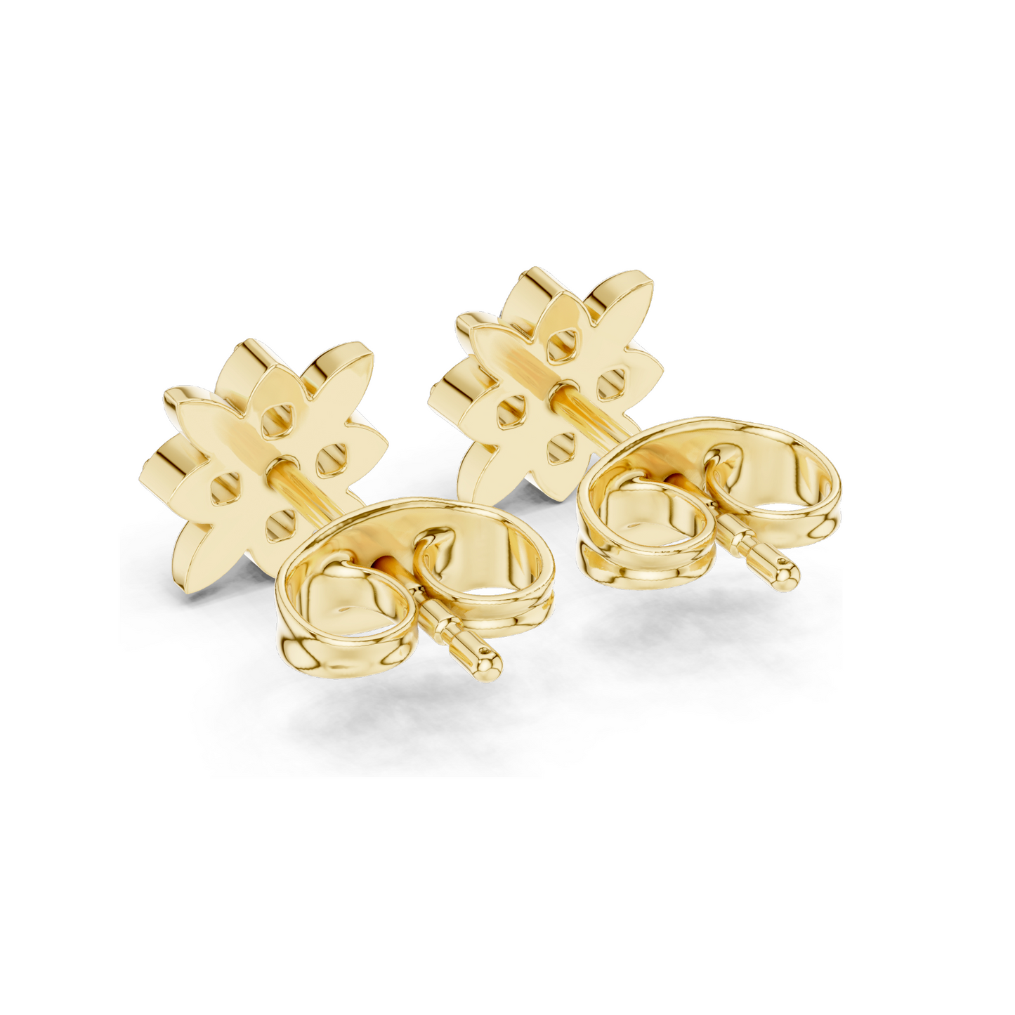 Floral Lab Diamond Stud Earrings | VVS-VS EF Clarity | 18KT, 14KT, 10KT Gold & 925 Silver | Rose, Yellow, White Gold | Moissanite & Lab-Grown Options | 0.144 CT Total Weight