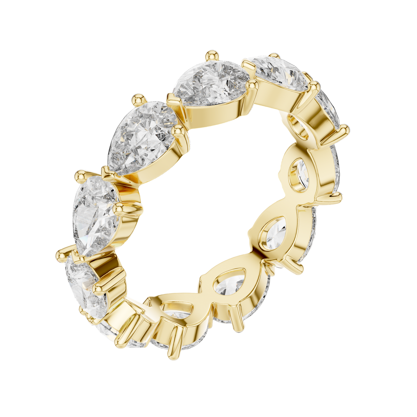 3.13 CT Pear Cut Lab Diamond Eternity Ring for Women | VVS-VS EF Clarity | 18KT, 14KT, 10KT Gold & 925 Silver | Rose, Yellow, White Gold & Moissanite Options