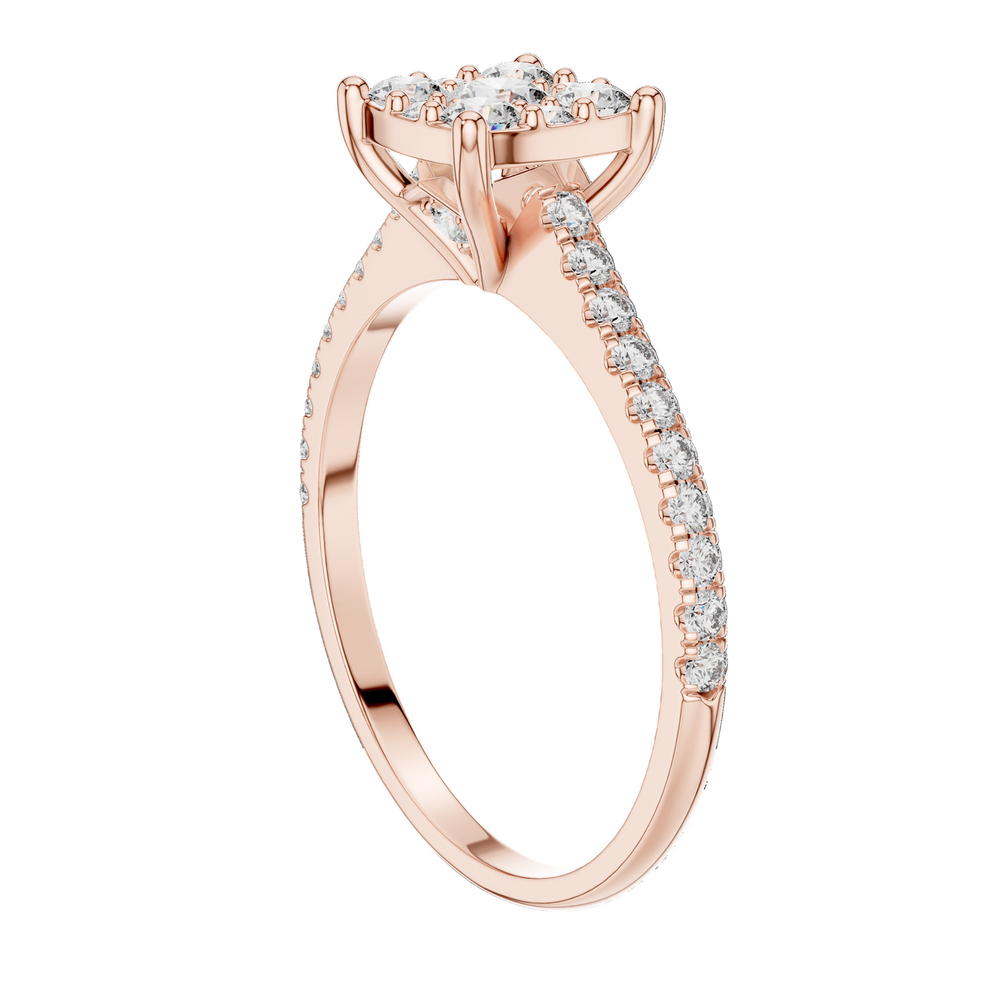 0.616 CT Lab Grown Diamond Halo Engagement Ring for Women | VVS-VS EF Clarity | 18KT, 14KT, 10KT Gold & 925 Silver | Rose, Yellow, White Gold & Moissanite Options