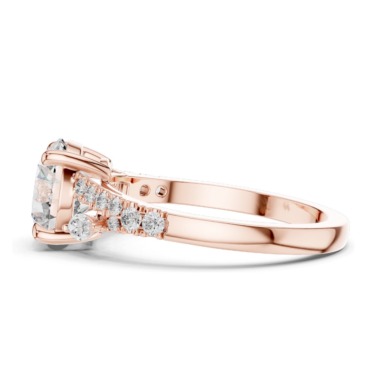 2.27 CT Round Brilliant Lab Diamond Ring for Women | Leaf Accent Pavé Band | VVS–VS EF CVD | 18KT, 14KT, 10KT Gold & 925 Silver | Moissanite Options