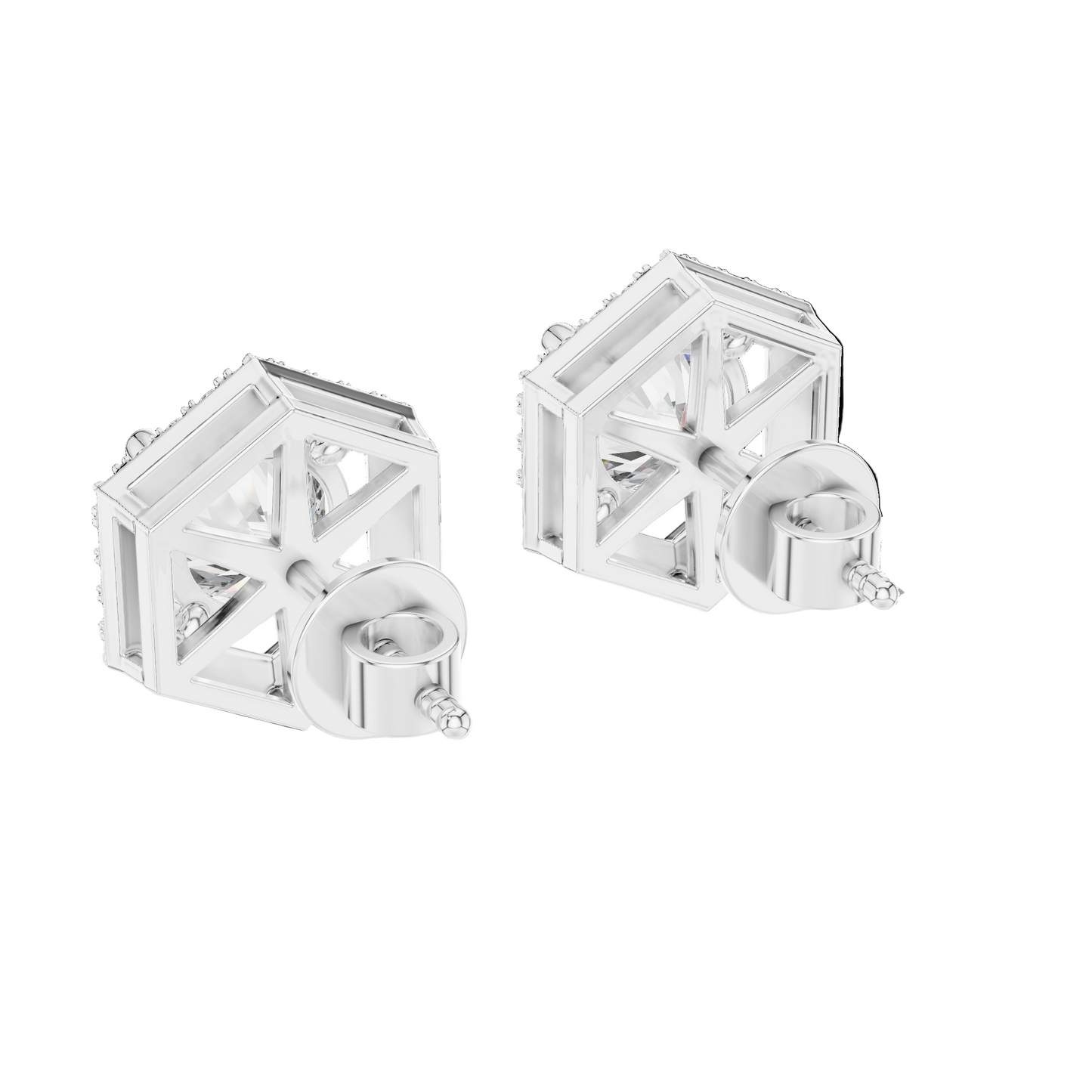 2.98 CT Lab-Grown VVS-VS-EF CVD Diamond Earrings | Hexagonal Cut Design | 18KT, 14KT, 10KT Gold & 925 Silver | Rose, Yellow, White Gold & Moissanite Options