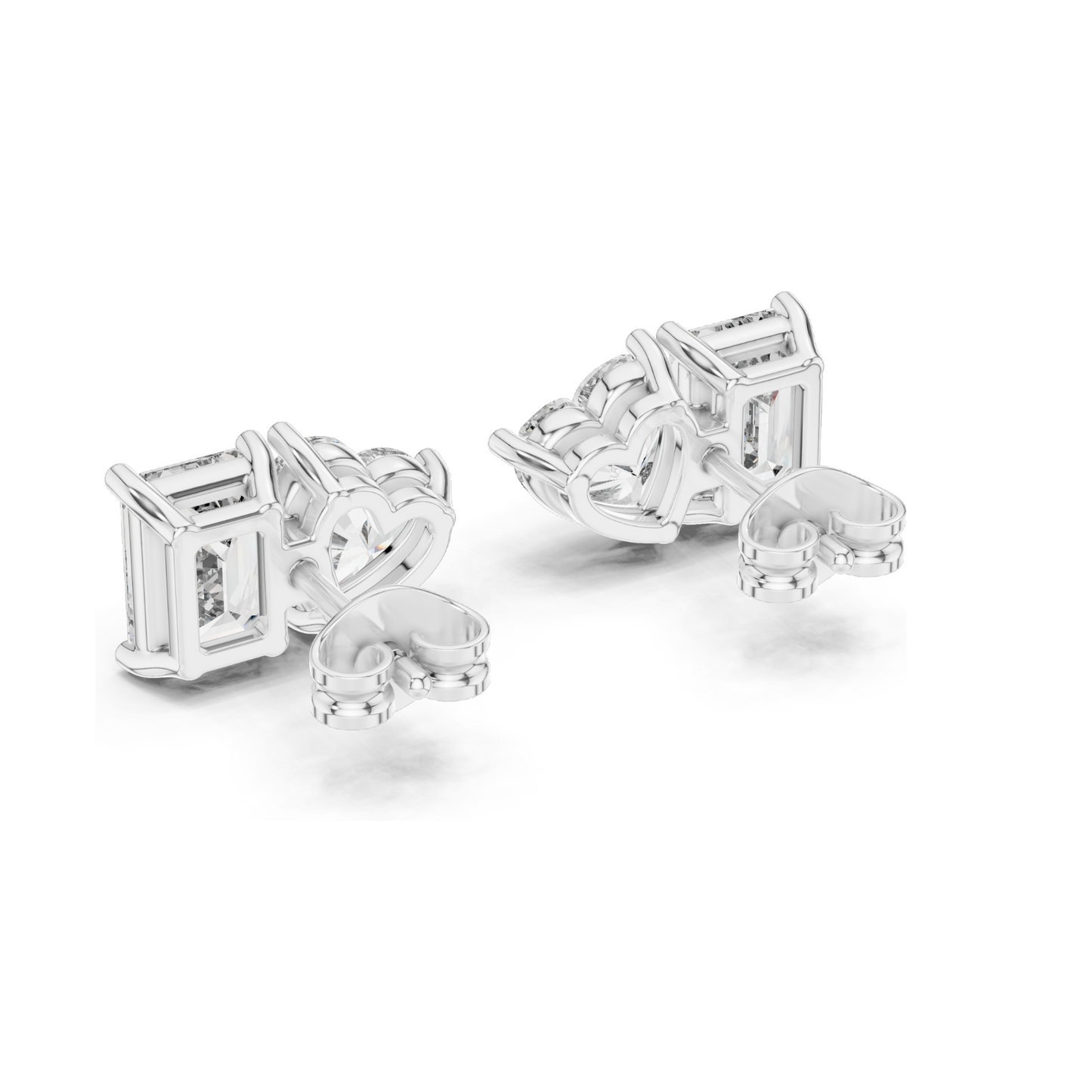 4 CT Lab Diamond & Moissanite Earrings | VVS-VS EF Clarity | 18KT, 14KT, 10KT Gold & 925 Silver | Heart & Emerald Cut | Rose, Yellow, White Gold Options