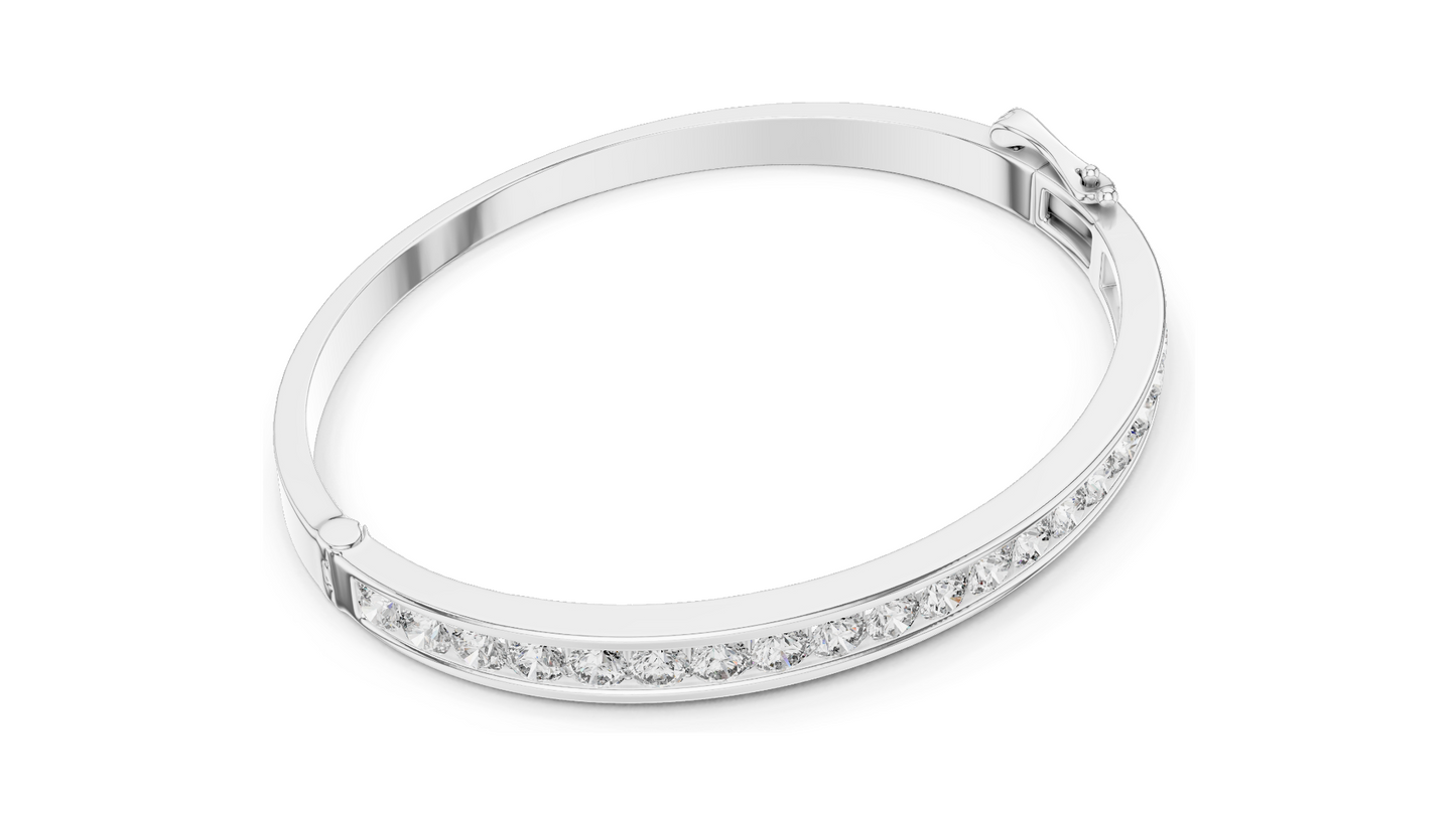 3.465 CT Lab Diamond Tennis Bangle Bracelet | Round Brilliant Cut | 18KT, 14KT, 10KT Gold & 925 Silver | Rose, Yellow, White Gold | Fine Jewelry for Her