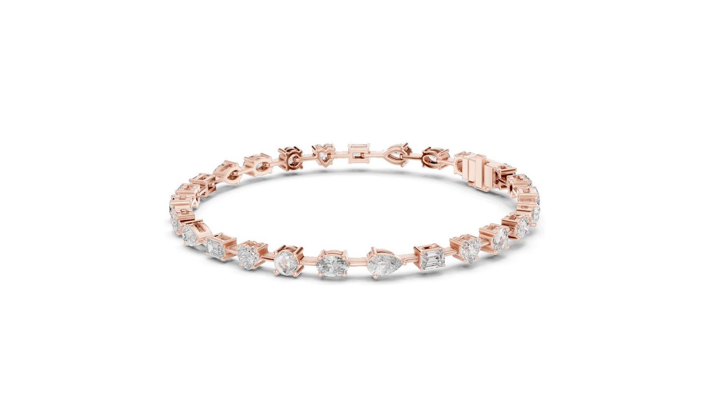 3.99 CT Lab Diamond Multi-Cut Tennis Bracelet | Round, Oval, Emerald Cuts | 10KT, 14KT, 18KT Gold & 925 Silver | Moissanite Options | Rose, Yellow, White Gold | Luxury Fine Jewelry
