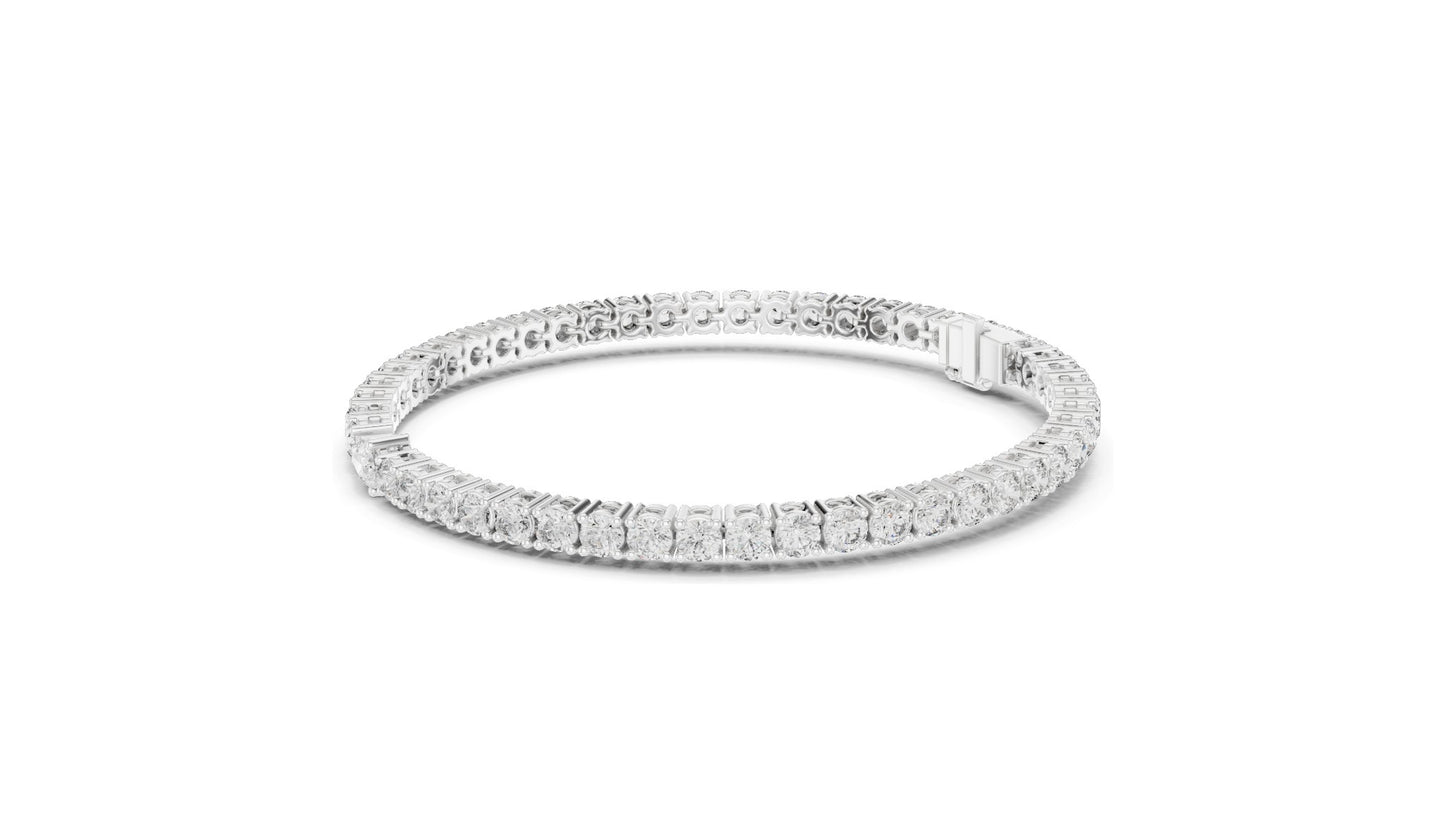 5.75 CT Lab Diamond Tennis Bracelet with Pear Cut Center | Round Brilliant & Pear Cut | 10KT, 14KT, 18KT Gold & 925 Silver | Rose, Yellow, White Gold | Luxury Fine Jewelry