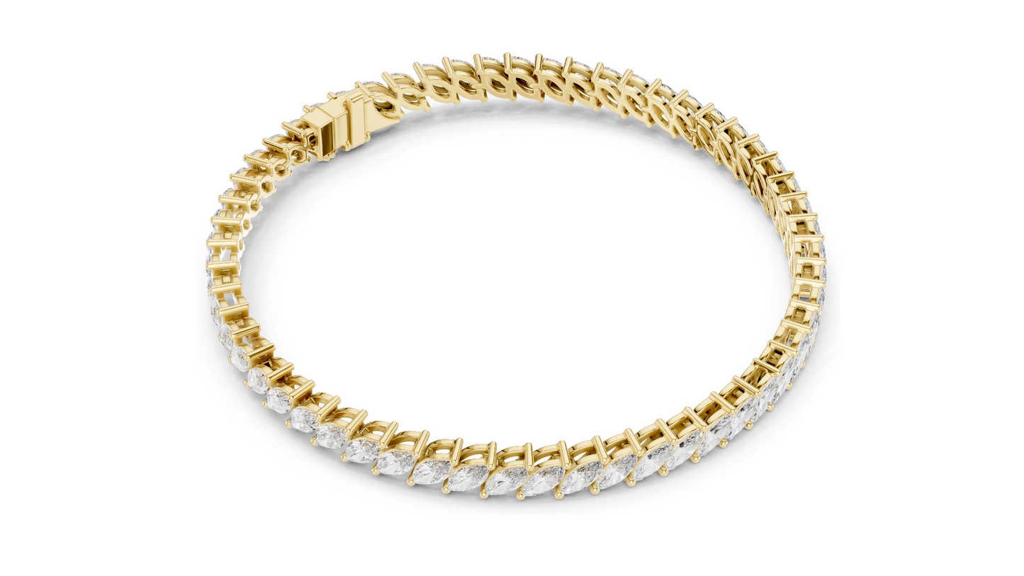 8.4 CT Lab-Grown VVS-VS EF CVD Diamond Tennis Bracelet | Marquise Cut | 18KT, 14KT, 10KT Gold & 925 Silver | Rose, Yellow, White Gold Options | Luxury Fine Jewelry