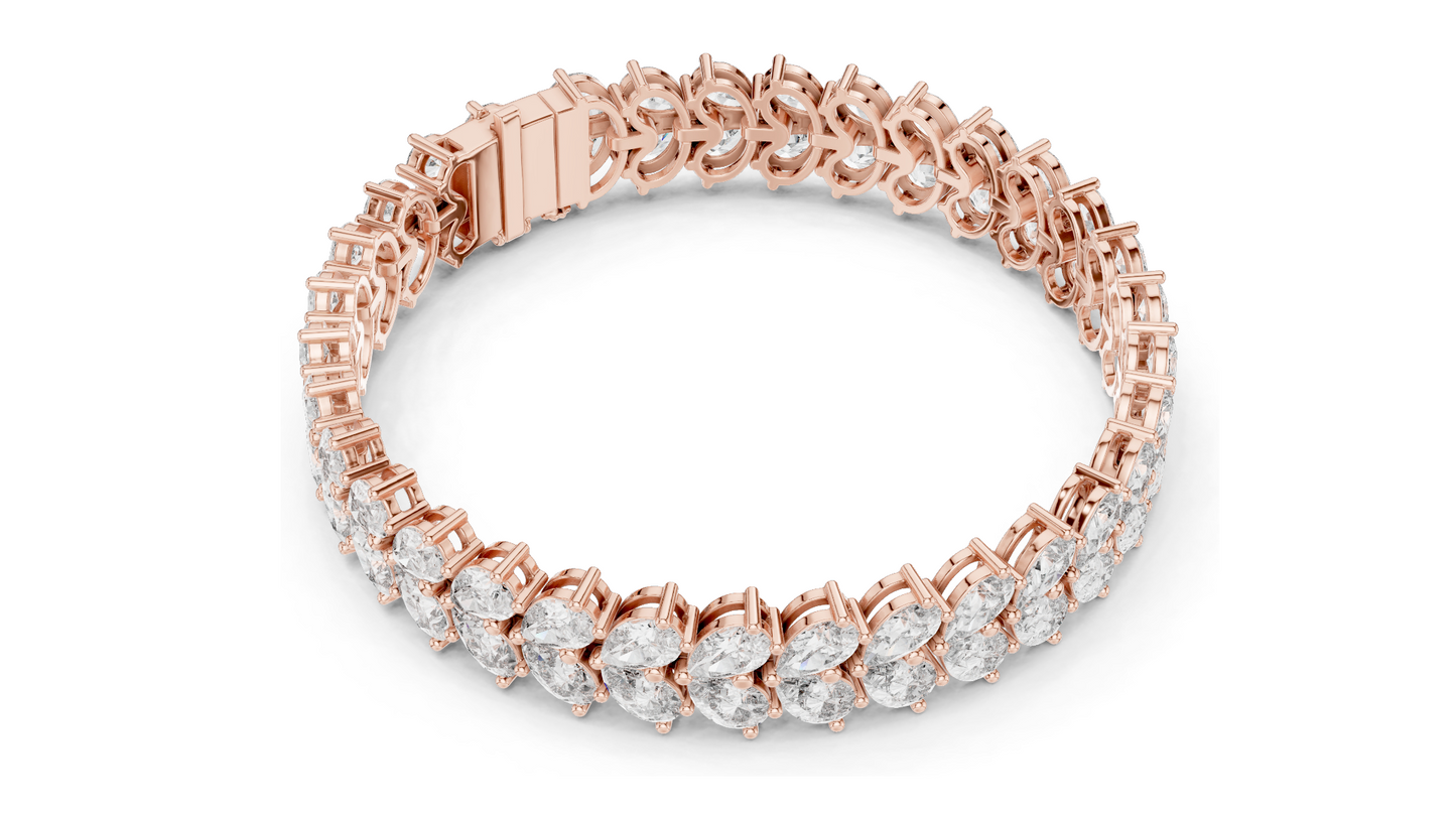 17.582 CT Lab-Created Diamond Tennis Bracelet | Pear-Cut VVS-VS EF CVD Diamonds | 18KT, 14KT, 10KT Gold & 925 Silver | Rose, Yellow, White Gold Options | Luxury Fine Jewelry