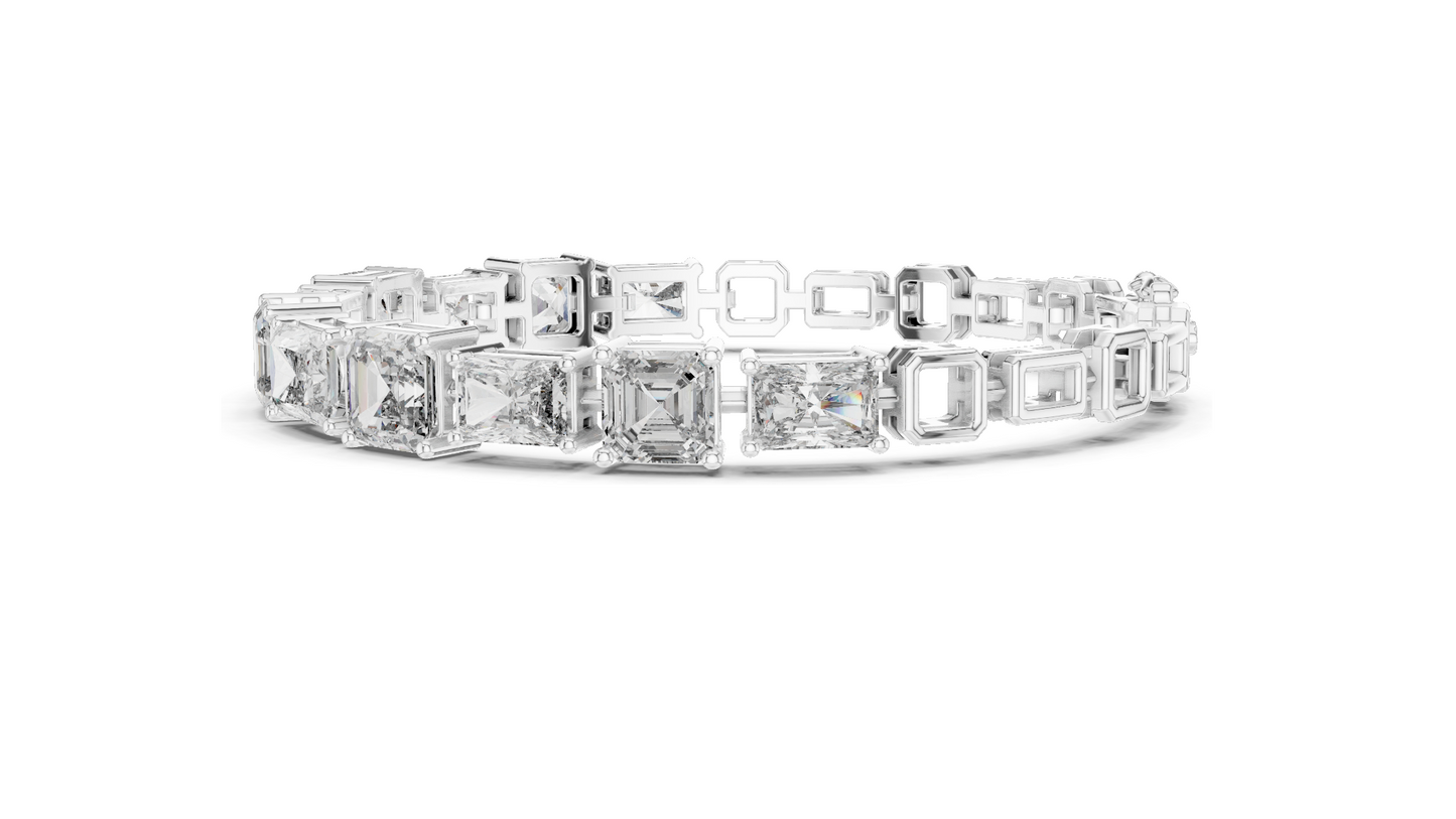 13.44 CT Lab Grown VVS-VS-EF CVD Diamond Tennis Bracelet | Emerald Cut | 18KT, 14KT, 10KT Gold & 925 Silver | Rose, Yellow, White Gold Options | Luxury Fine Jewelry
