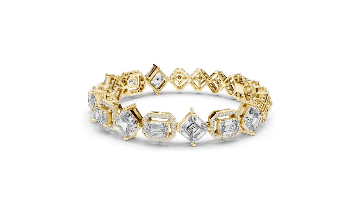 12.04 CT Lab Diamond Bracelet | Emerald & Radiant Cut | 18KT, 14KT, 10KT Gold & 925 Silver | Rose, Yellow, White Gold Options | Luxury Fine Jewelry