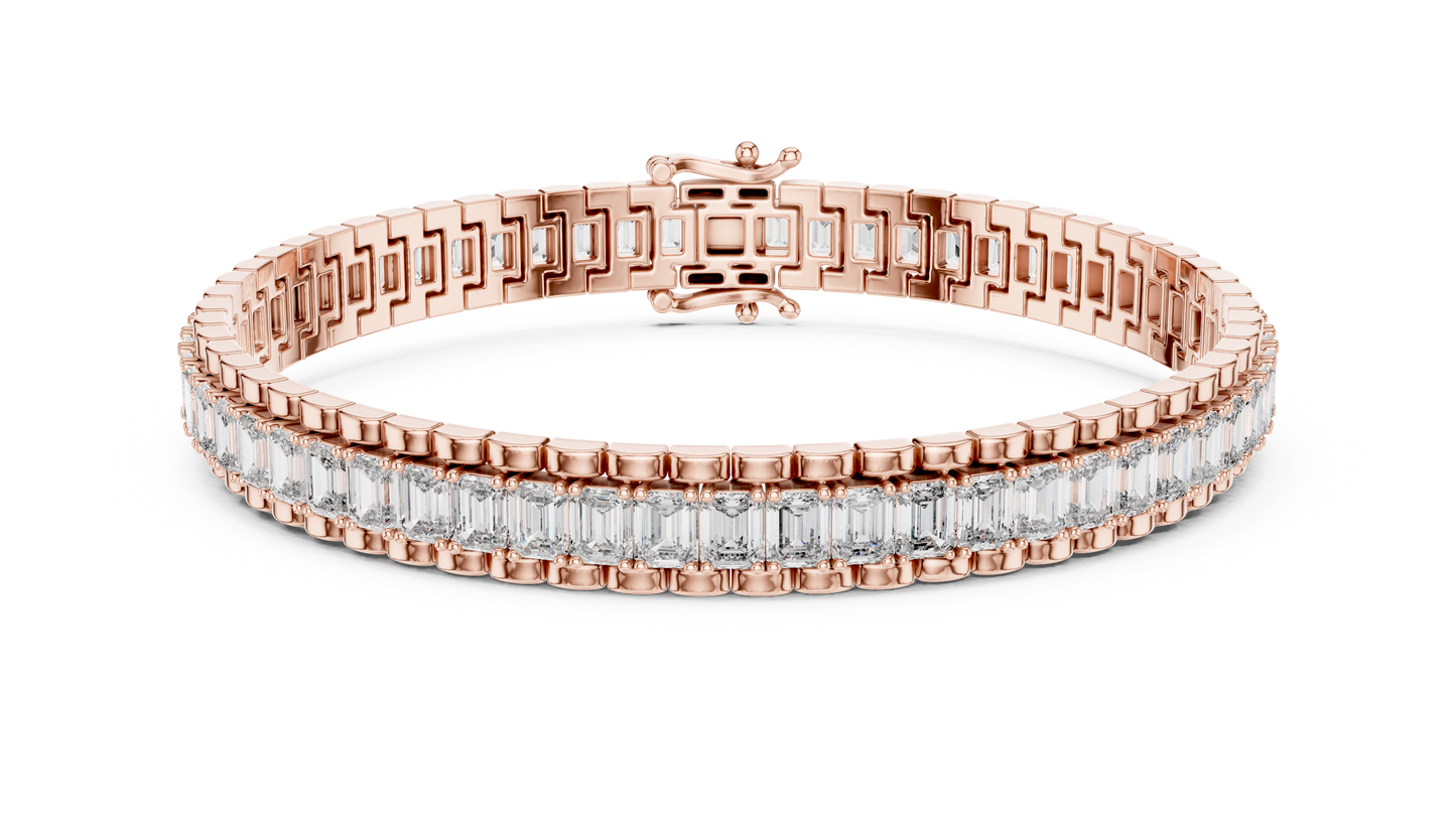 Luxury 12 CT Lab Diamond Baguette Tennis Bracelet | VVS-VS EF CVD Diamonds | 18KT, 14KT, 10KT Gold & 925 Silver | Rose, Yellow, White Gold Options | Fine Jewelry