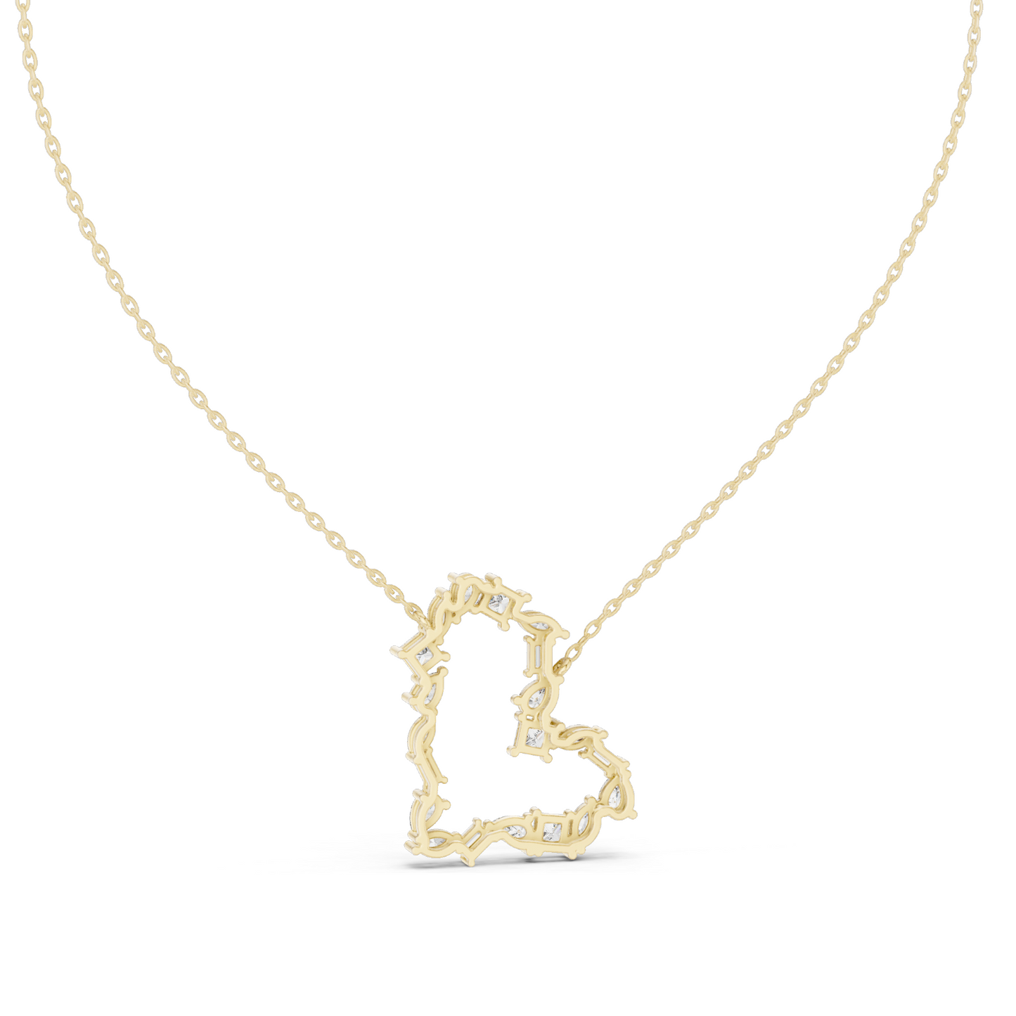 1.9436 CT Lab-Created VVS-VS EF CVD Diamond Heart Necklace | 18KT, 14KT, Rose, Yellow, White Gold | Luxury Fine Jewelry