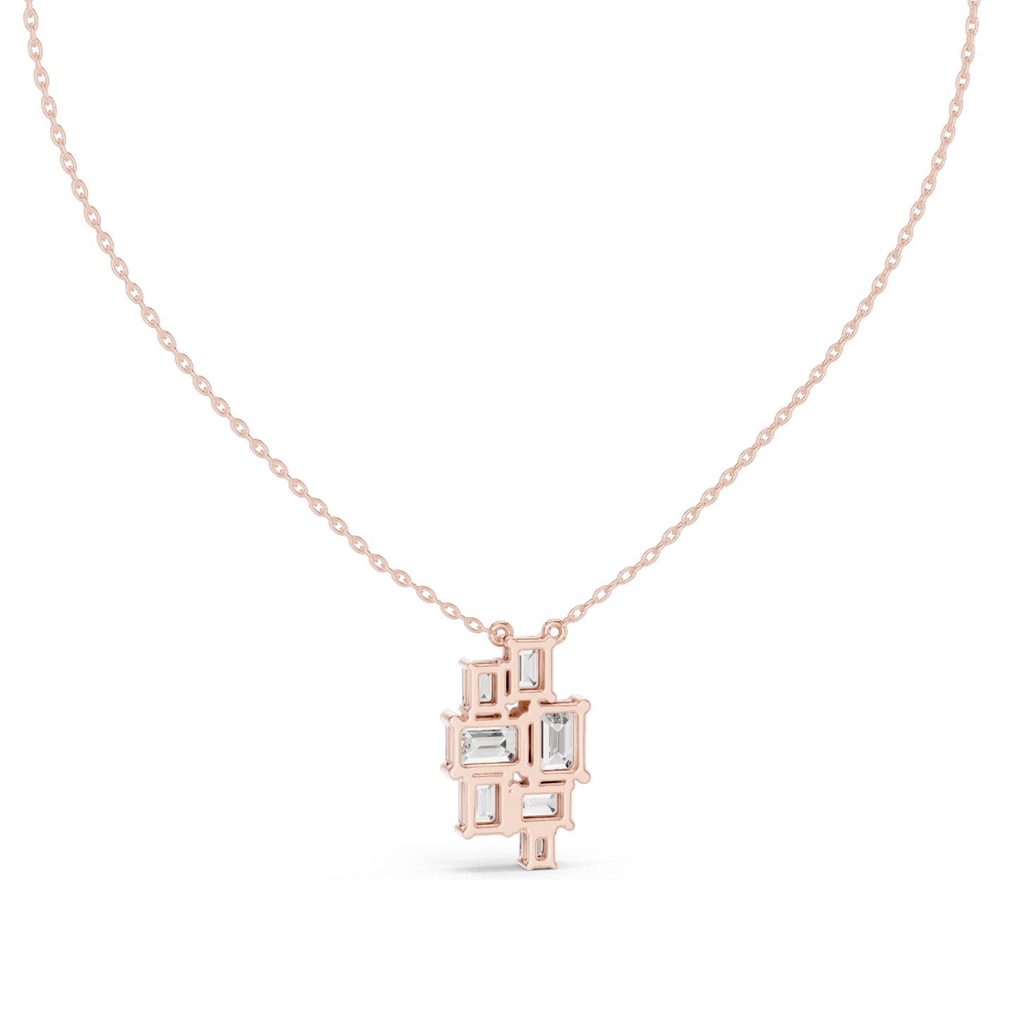 3.859 CT Lab-Created Emerald Cut Diamond Pendant Necklace | VVS–VS EF CVD | 14KT & 18KT Gold | White, Yellow, Rose Gold | Luxury Fine Jewelry