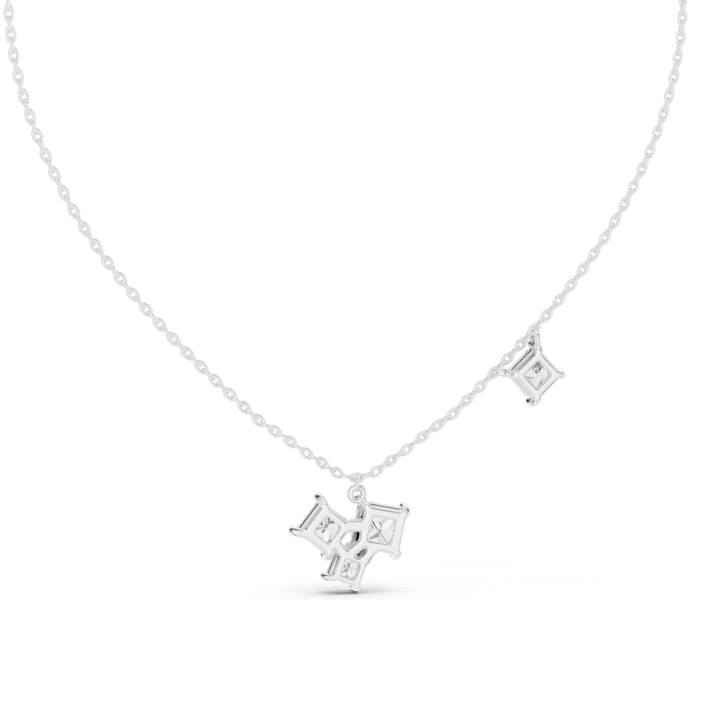 2.55 CT Lab-Created VVS-VS EF CVD Diamond Pendant Necklace | Princess Cut Diamonds | 18KT Rose, Yellow, White Gold | Luxury Fine Jewelry