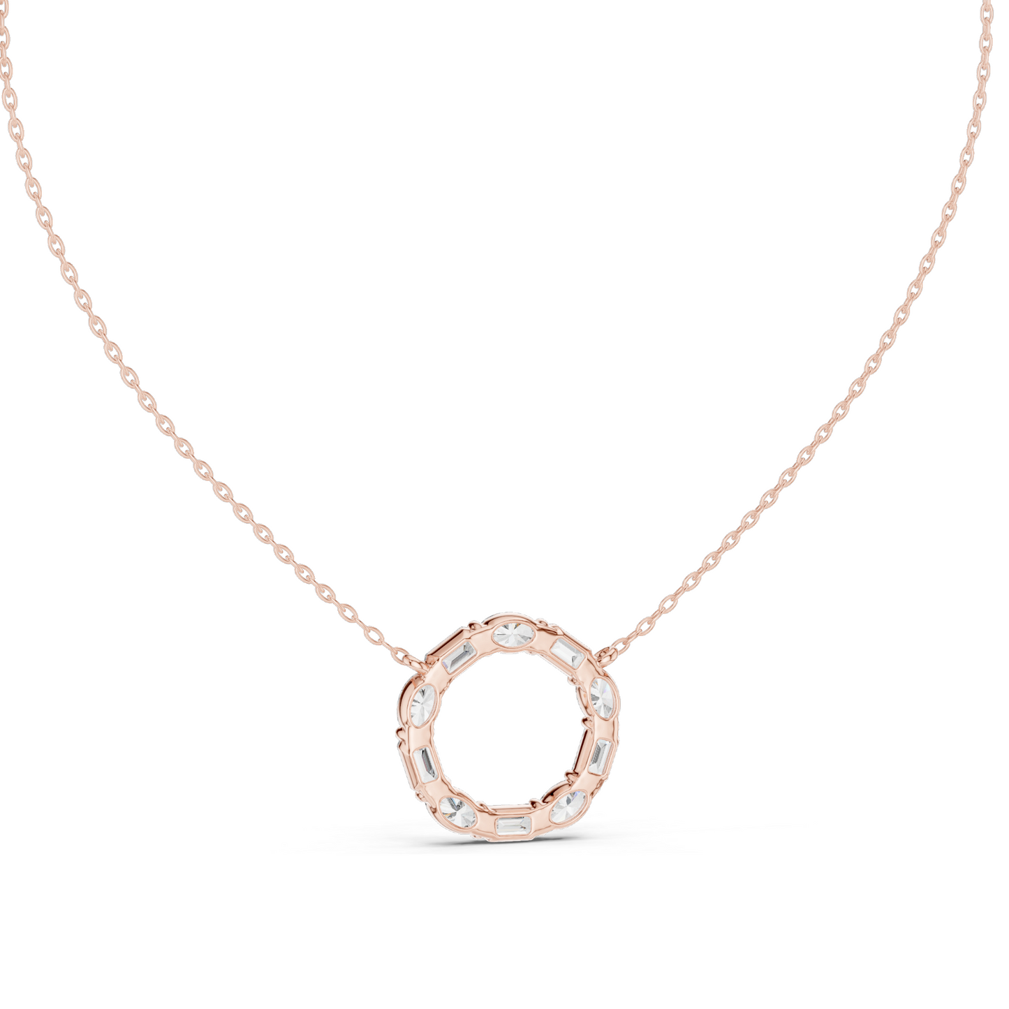 3 CT Lab-Created VVS-VS EF CVD Diamond Necklace | Round & Baguette Cut Diamonds | 18KT, 14KT, Rose, Yellow, White Gold | Luxury Fine Jewelry