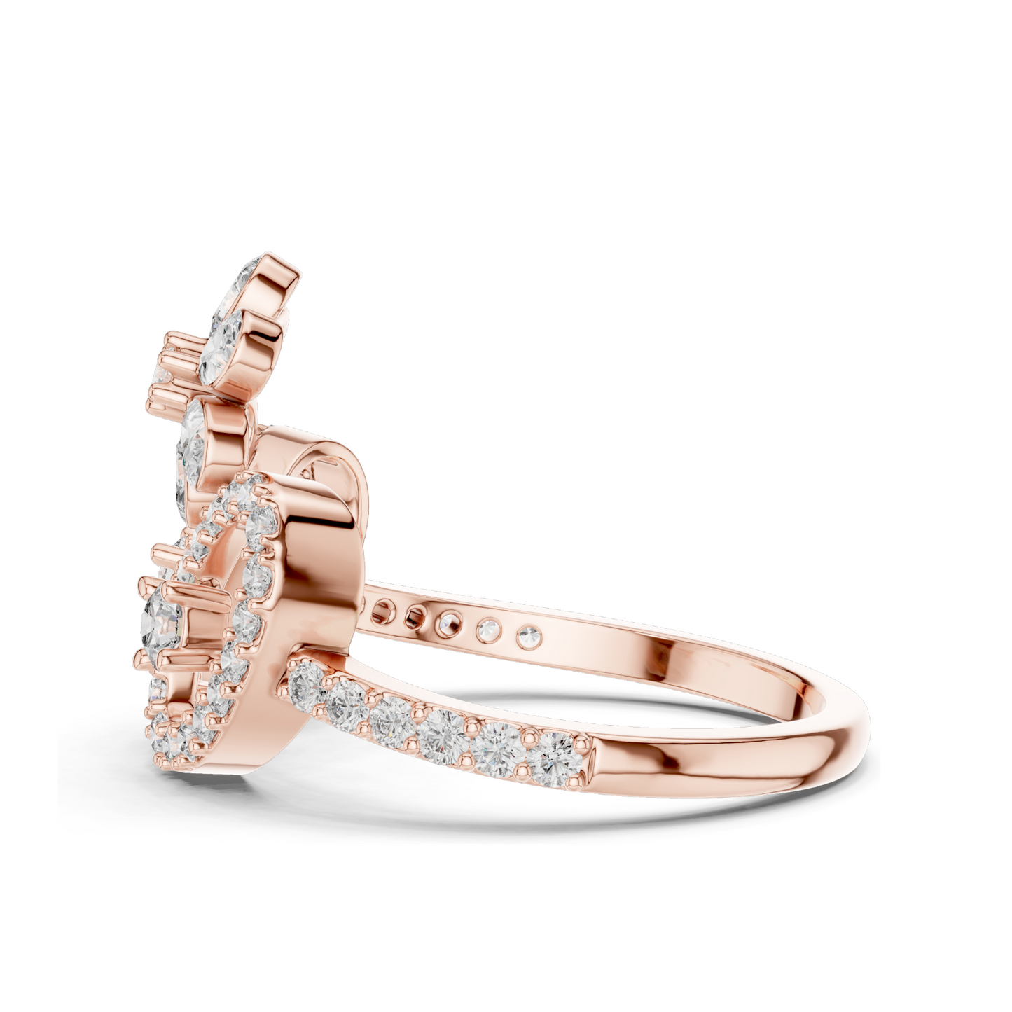 0.547 CT Lab Diamond Flower Ring for Women | VVS-VS EF Clarity | 18KT, 14KT, 10KT Gold & 925 Silver | Rose, Yellow, White Gold & Moissanite Options