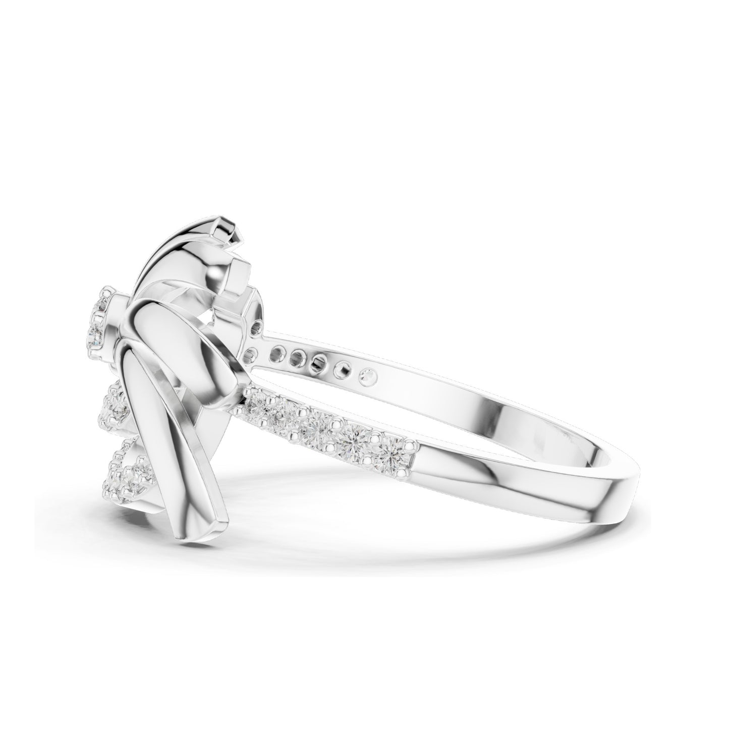 0.263 CT Lab Diamond Floral Swirl Ring for Women | VVS-VS EF Clarity | 18KT, 14KT, 10KT Gold & 925 Silver | Moissanite & Diamond Options