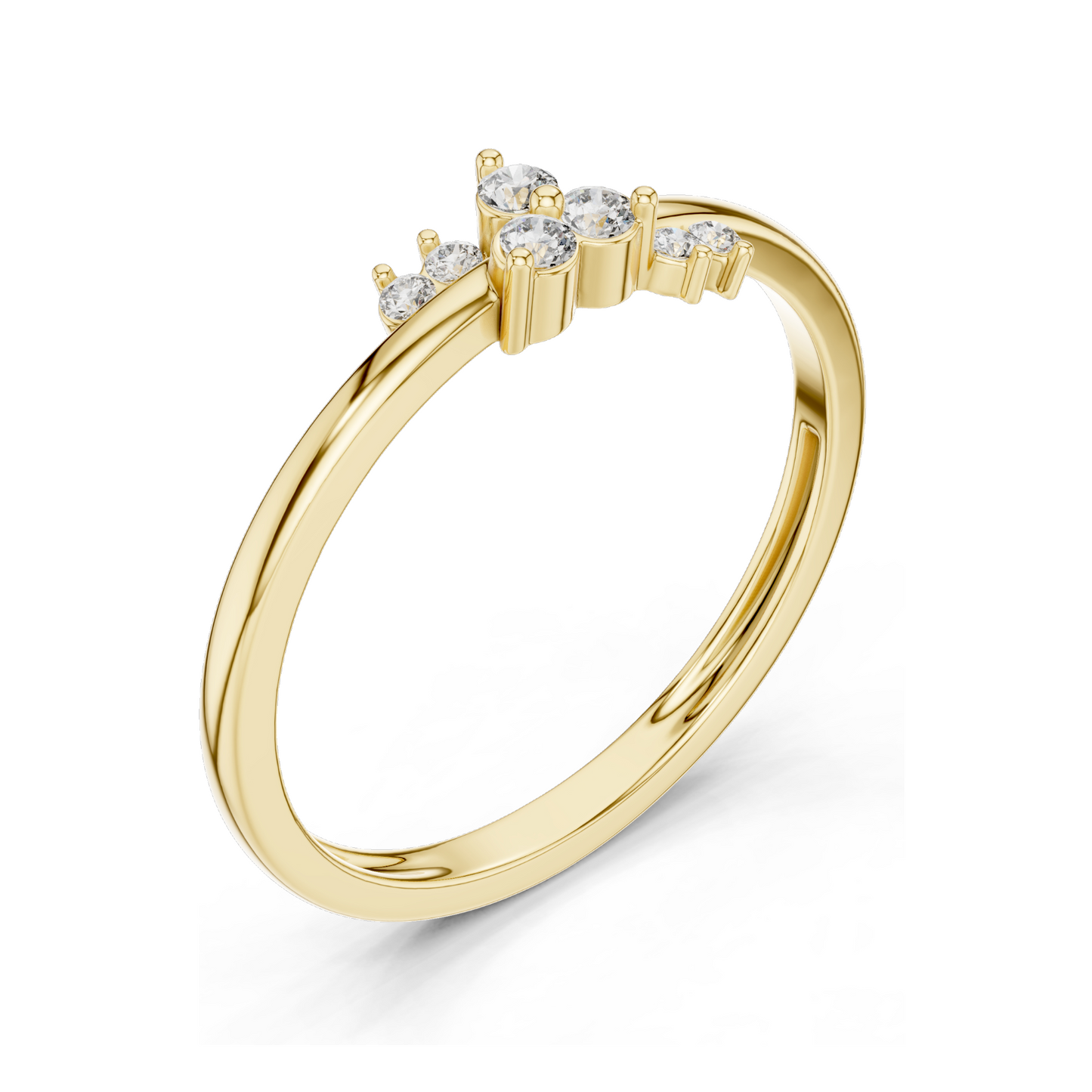 0.086 CT Round Cut Lab Diamond Floral Ring for Women | VVS-VS EF Clarity | 18KT, 14KT, 10KT Gold & 925 Silver | Rose, Yellow, White Gold | Moissanite Option