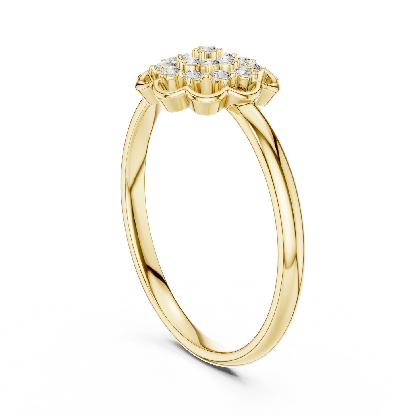 0.085 CT Lab Diamond Floral Ring for Women | VVS-VS EF Clarity | 18KT, 14KT, 10KT Gold & 925 Silver | Rose, Yellow, White Gold & Moissanite Options