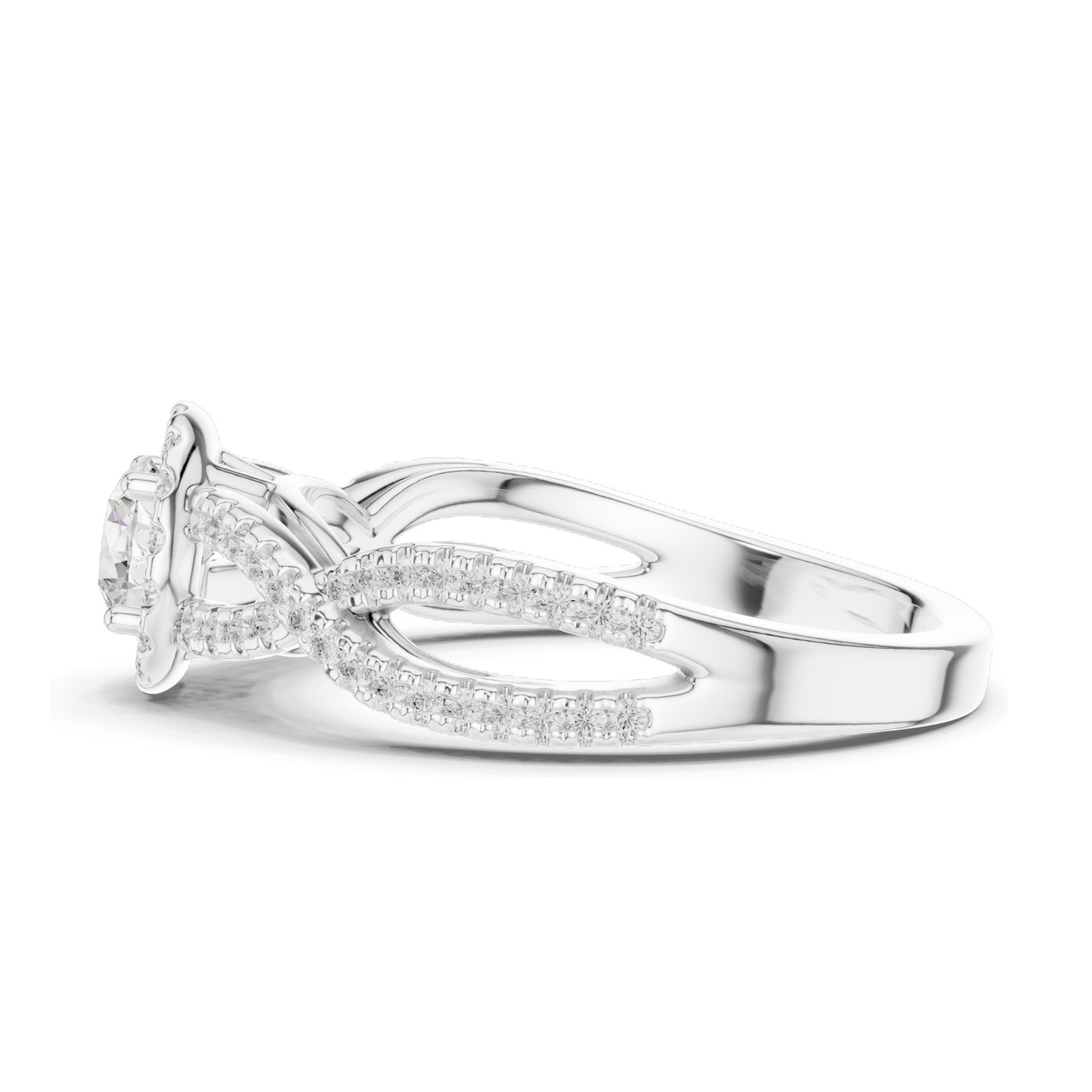 0.838 CT Lab Diamond Twisted Halo Engagement Ring for Women | VVS-VS EF Clarity | 18KT, 14KT, 10KT Gold & 925 Silver | Moissanite Option | Rose, Yellow, White Gold