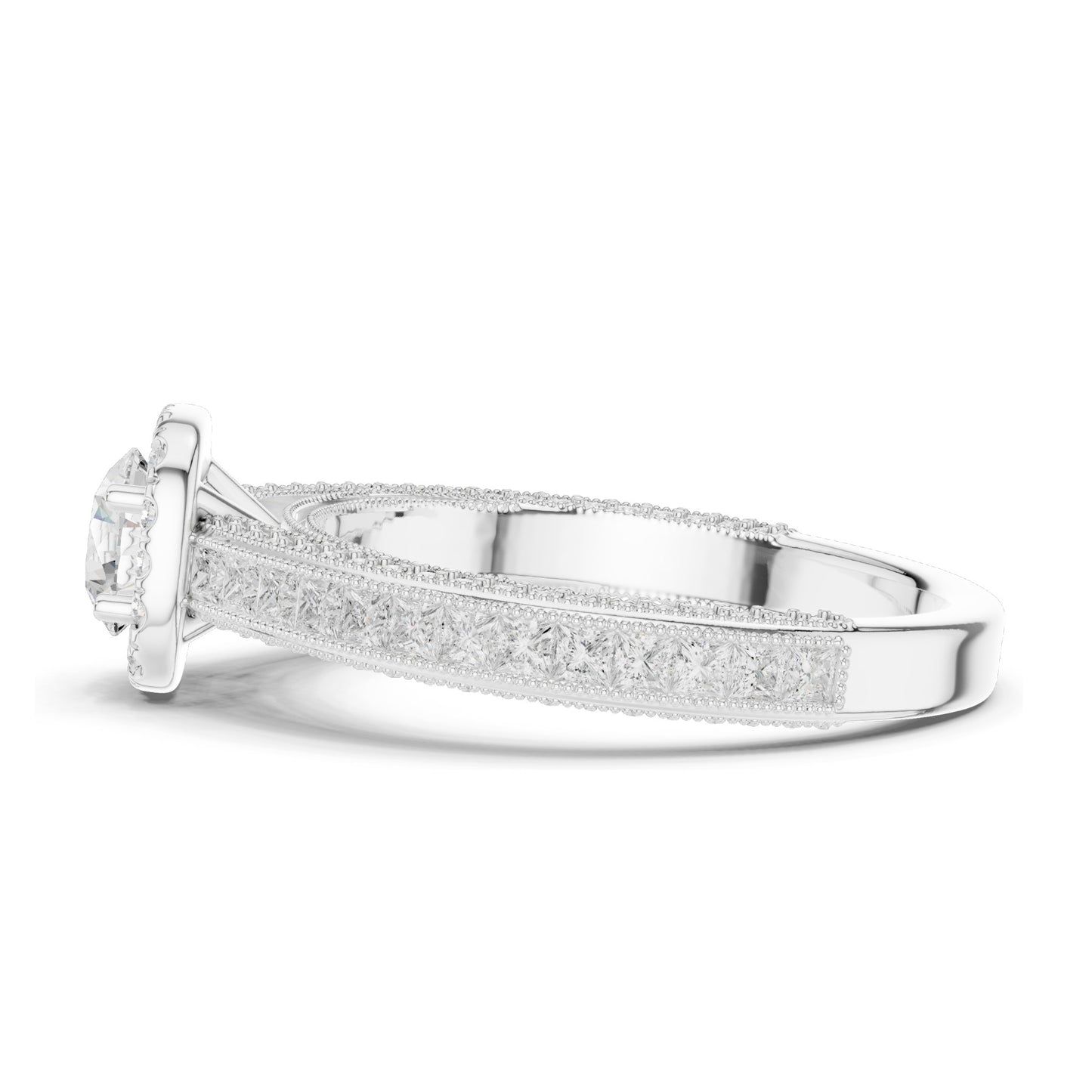 1.57 CT Cushion Cut Lab Diamond Halo Engagement Ring | VVS-VS EF Clarity | 18KT, 14KT, 10KT Gold & 925 Silver | Moissanite & Custom Gold Options
