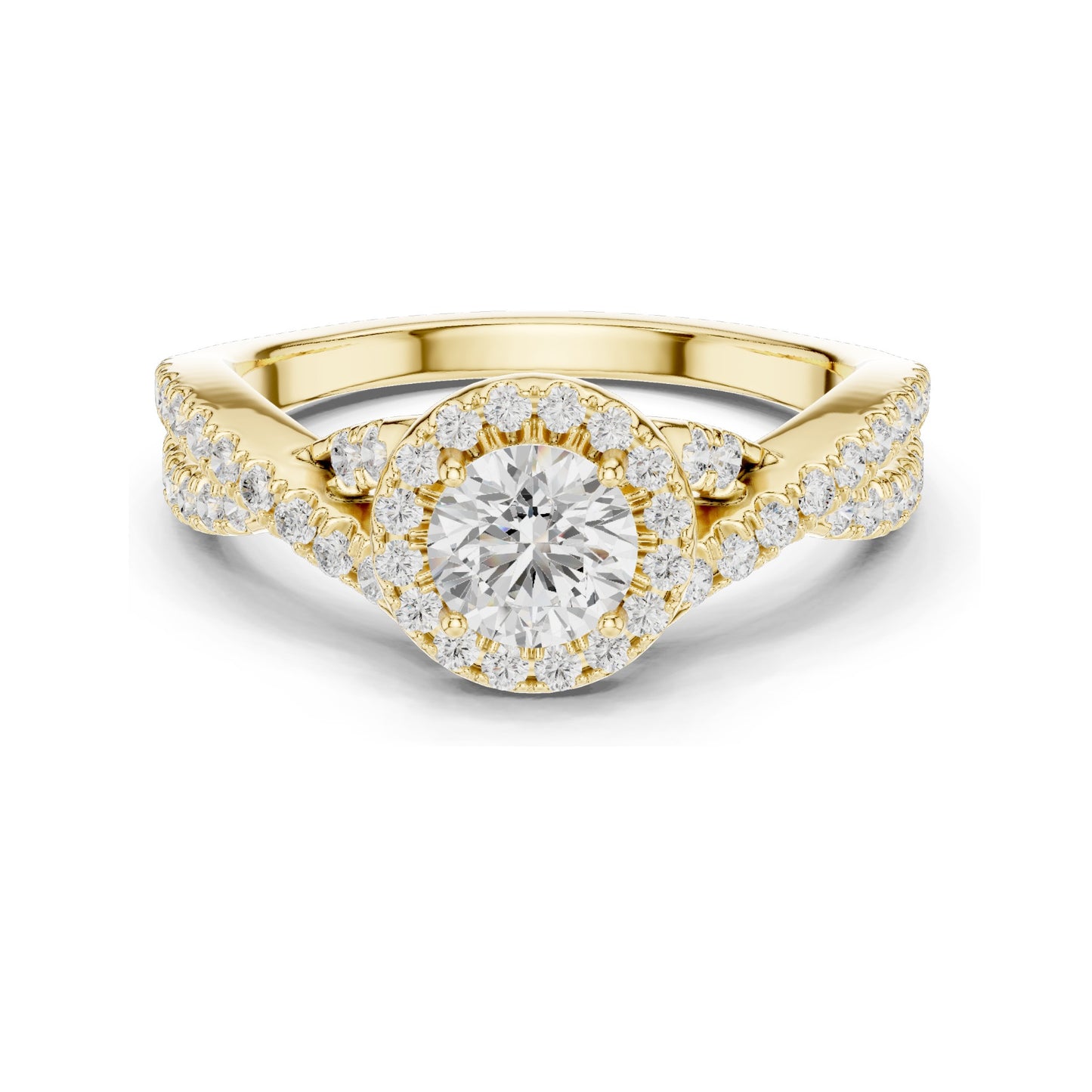 0.19 CT Round Brilliant Cut Lab Diamond Halo Engagement Ring | VVS-VS EF Clarity | 18KT, 14KT, 10KT Gold & 925 Silver | Rose, Yellow, White Gold & Moissanite Options