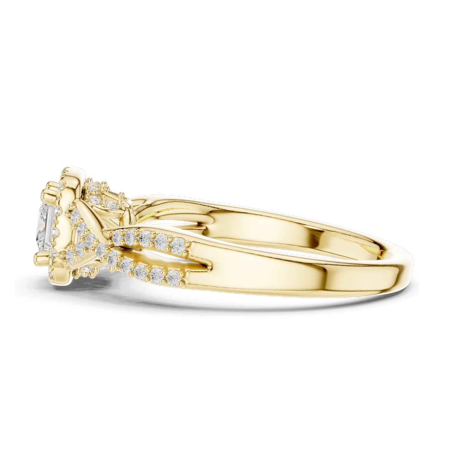 0.688 CT Princess Cut Lab Diamond Halo Engagement Ring for Women | VVS-VS EF Clarity | 18KT, 14KT, 10KT Gold & 925 Silver | Moissanite & Diamond Options | Rose, Yellow, White Gold