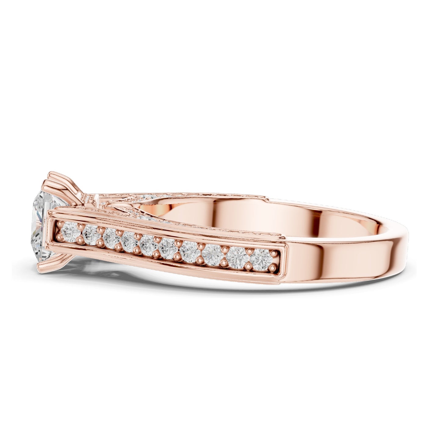1.70 CT Princess Cut Lab Diamond Ring with Pave Accents for Women | VVS-VS EF Clarity | 18KT, 14KT, 10KT Gold & 925 Silver | Rose, Yellow, White Gold & Moissanite Options